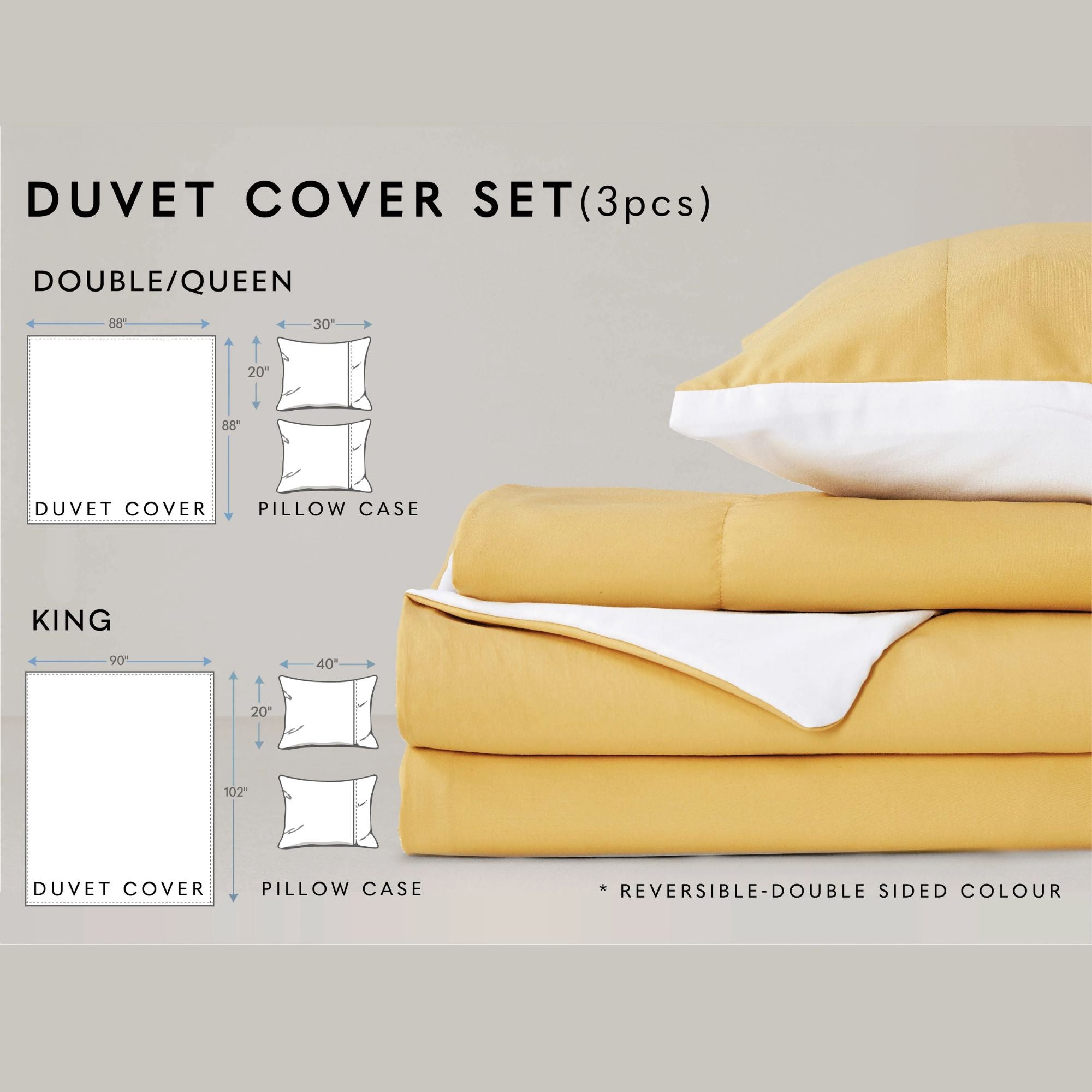 Duvet Cover Set - Reversible in Gold & Cream | CastleUp Experience Centre