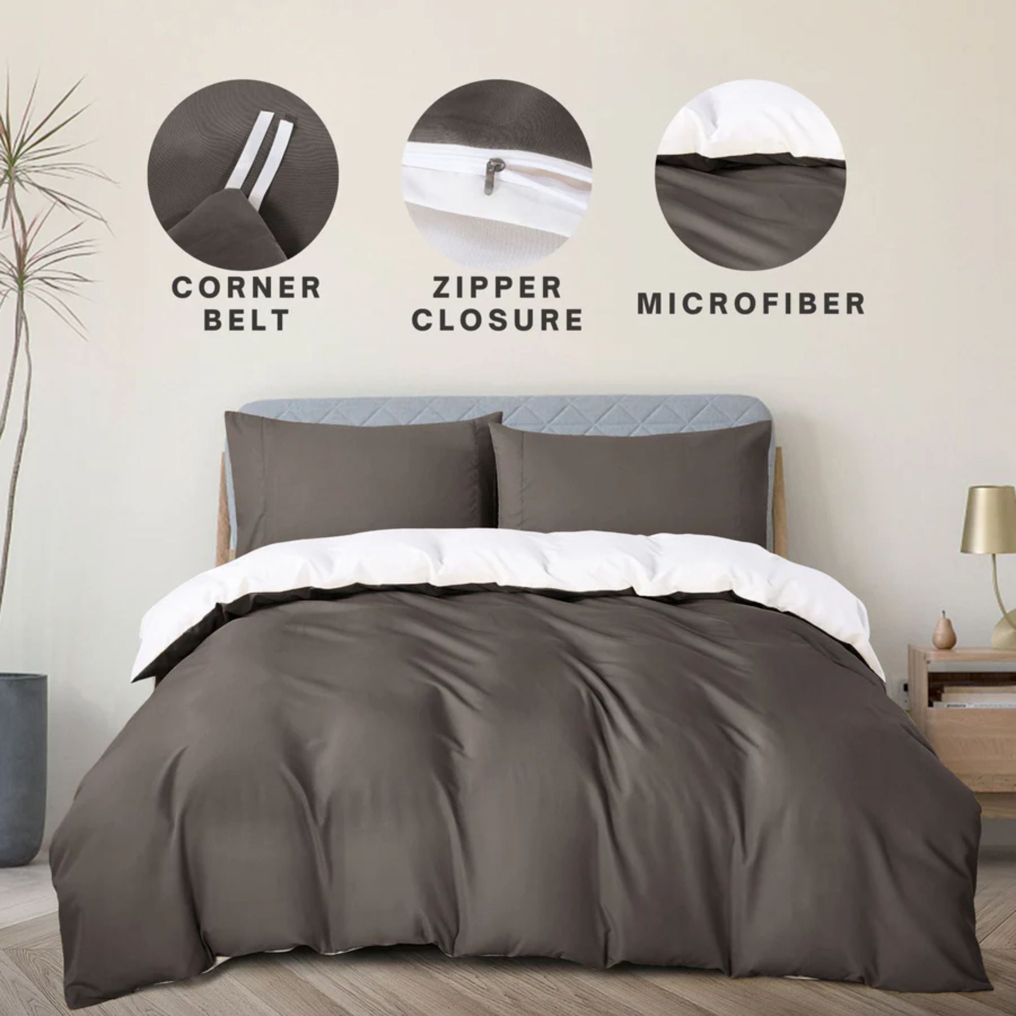 Duvet Cover Set - Reversible in Grey & Cream | CastleUp Experience Centre