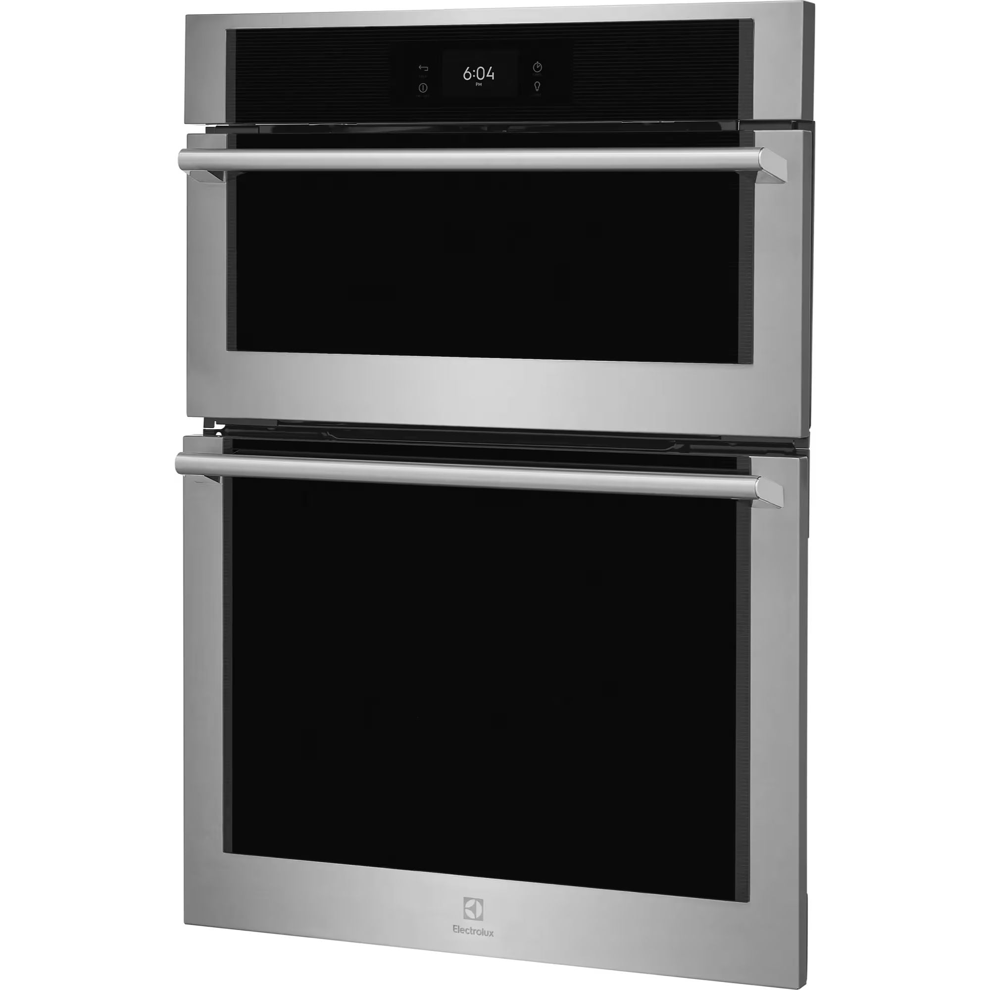 Electrolux ECWM3012AS 30-inch stainless steel wall oven and microwave combination with digital control panel and sleek design.