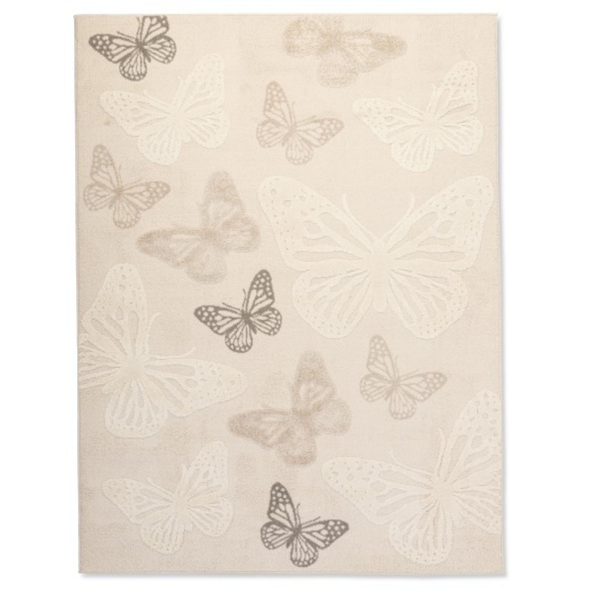 Colorful Elio Kids soft indoor area rug with butterfly design from Viana Inc, featuring playful, child-friendly pattern.