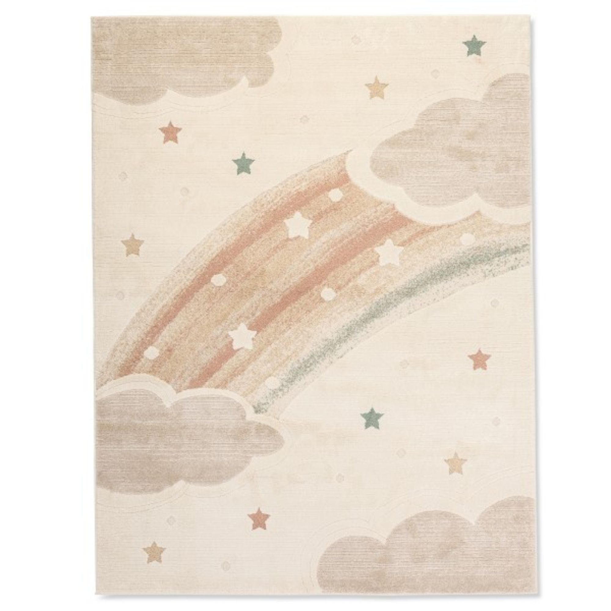 Colorful Elio Kids Soft Indoor Area Rug with rainbow design by Viana Inc, perfect for children's playrooms and bedrooms.