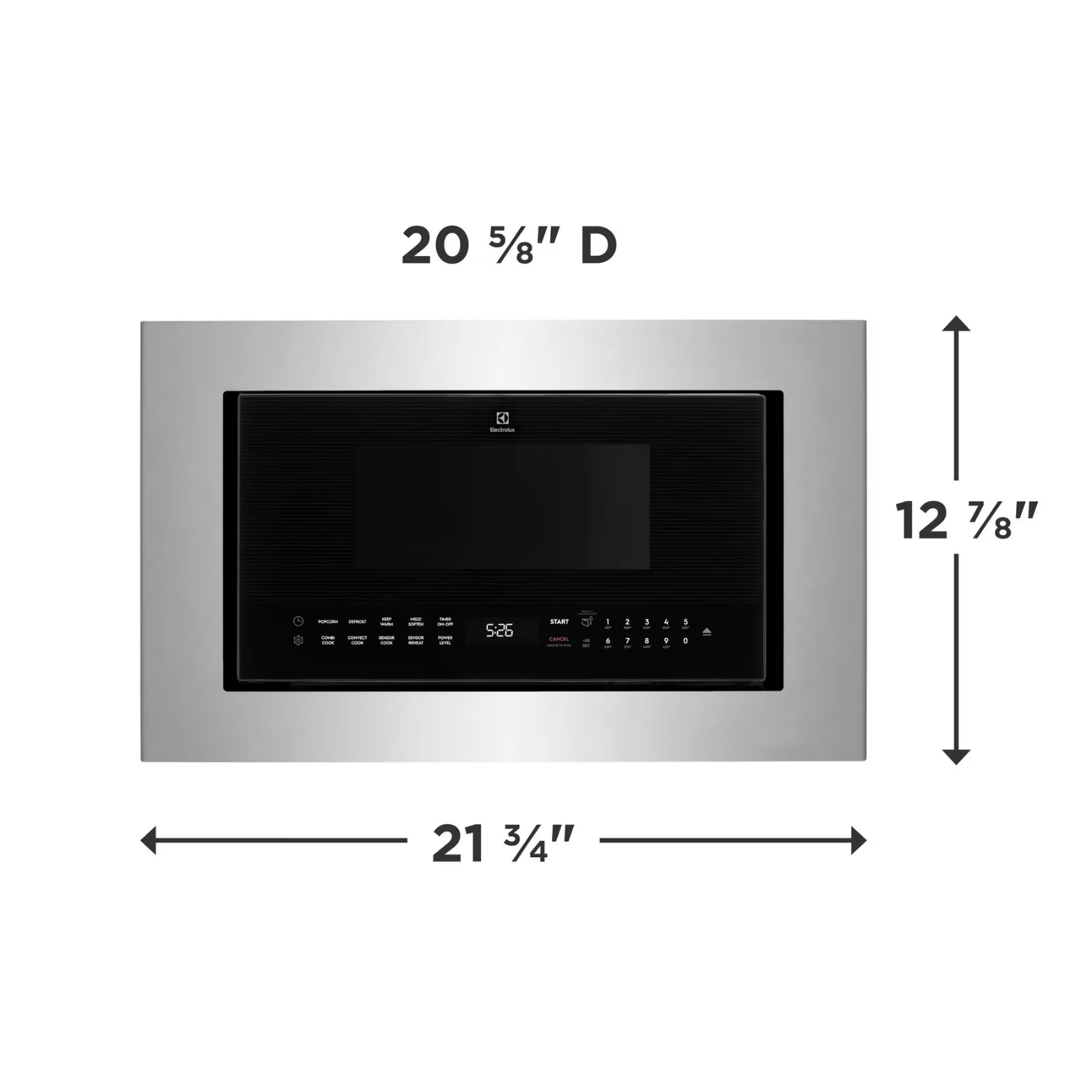 Electrolux EMBS2411BB 30-inch black built-in convection microwave oven with digital controls and spacious interior.