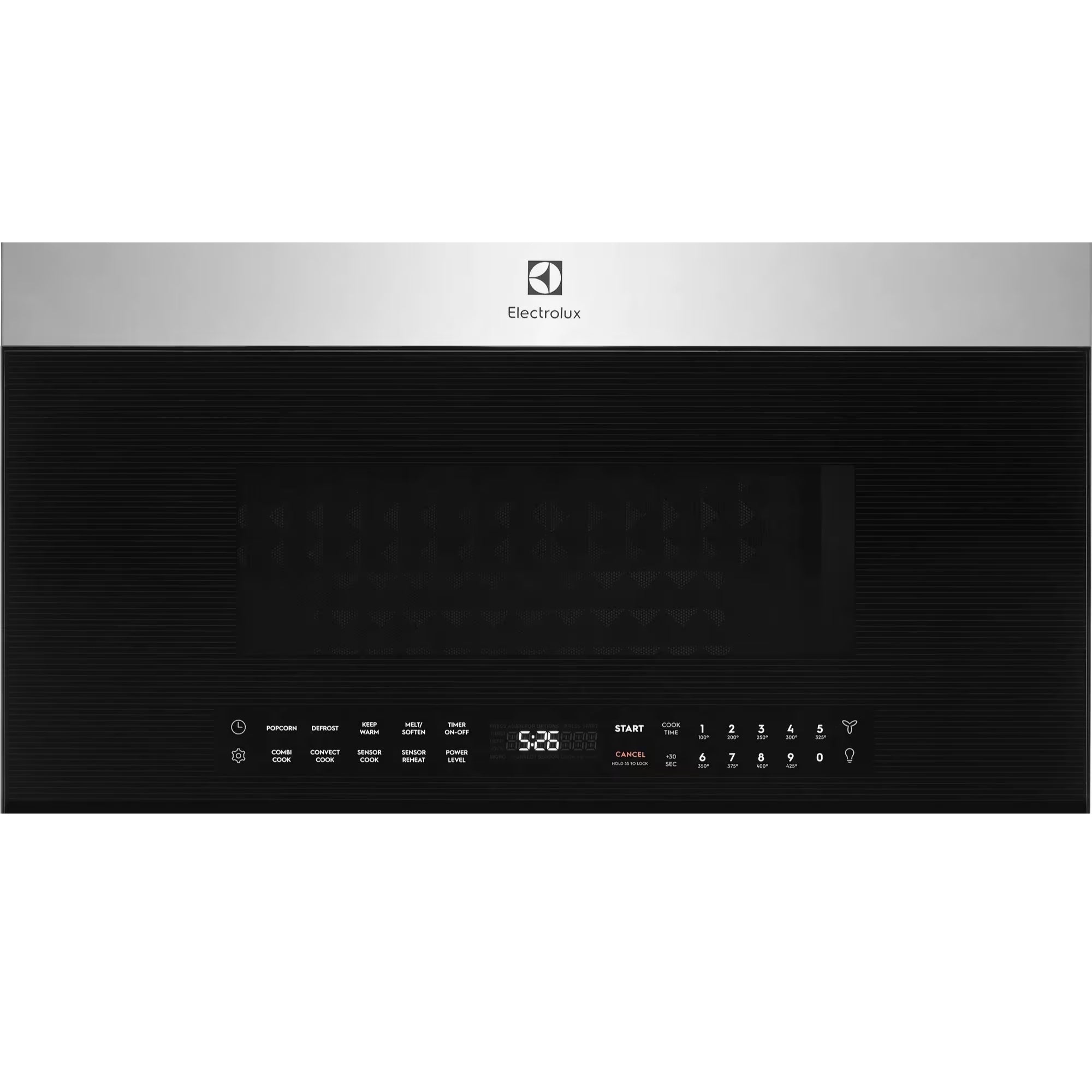 Electrolux EMOW1911AS stainless steel over-the-range convection microwave oven with digital display and control panel.