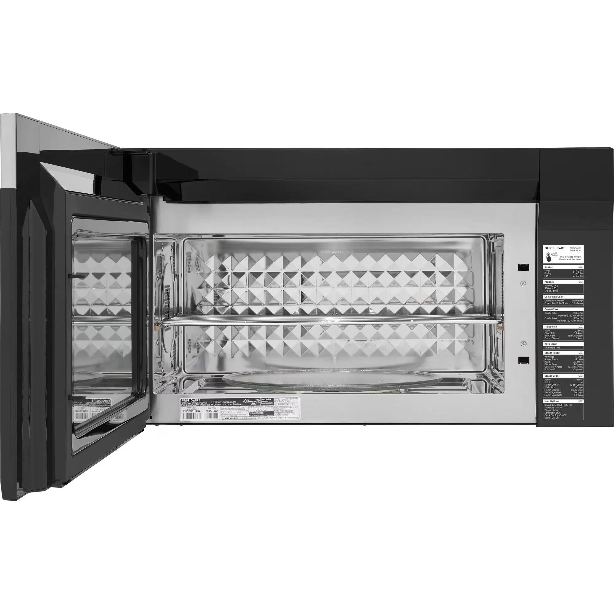 Electrolux EMOW1911AS stainless steel over-the-range convection microwave oven with digital control panel and spacious interior.