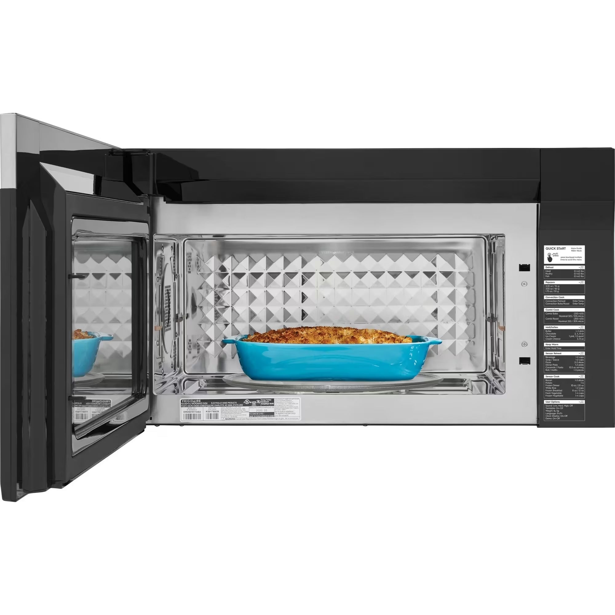 Electrolux EMOW1911AS stainless steel over-the-range convection microwave oven with digital display and handle.