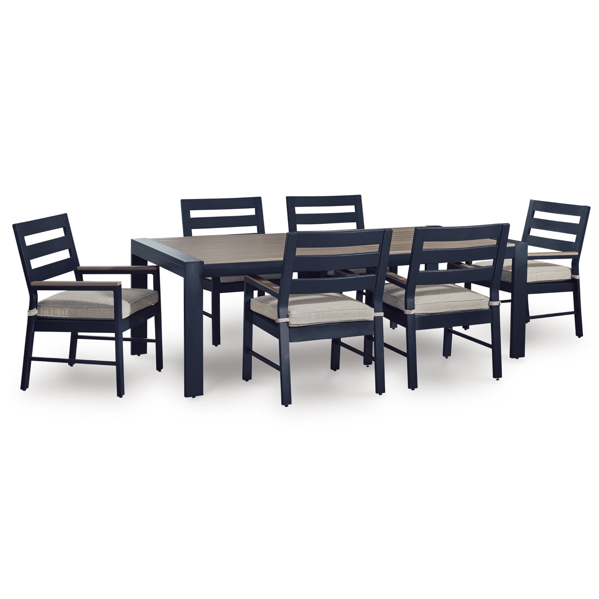 East Beach 7-Piece Outdoor Dining Set in Dark Navy