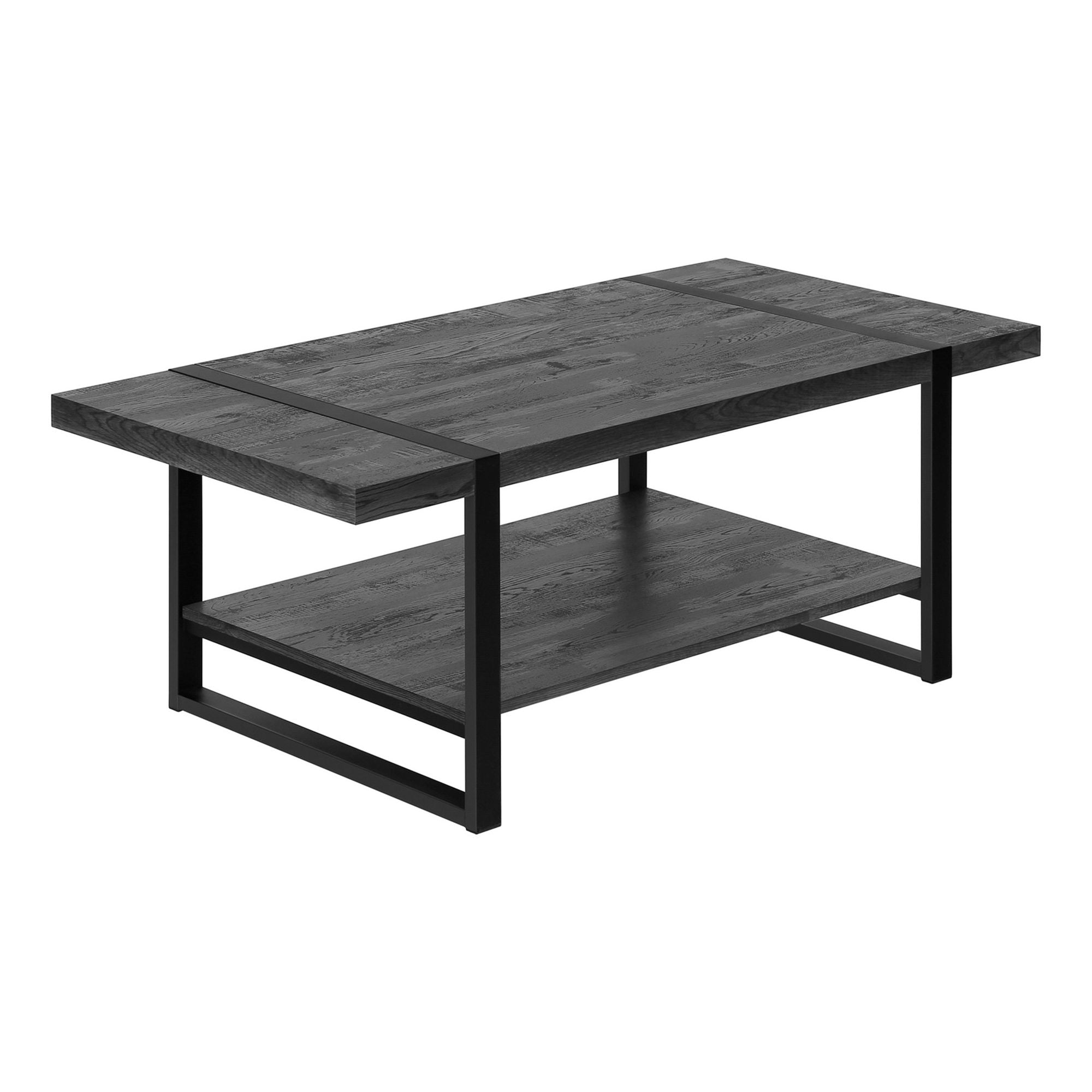 Black wood Echelon coffee table by Monarch Specialties with a modern rectangular design and sleek finish.
