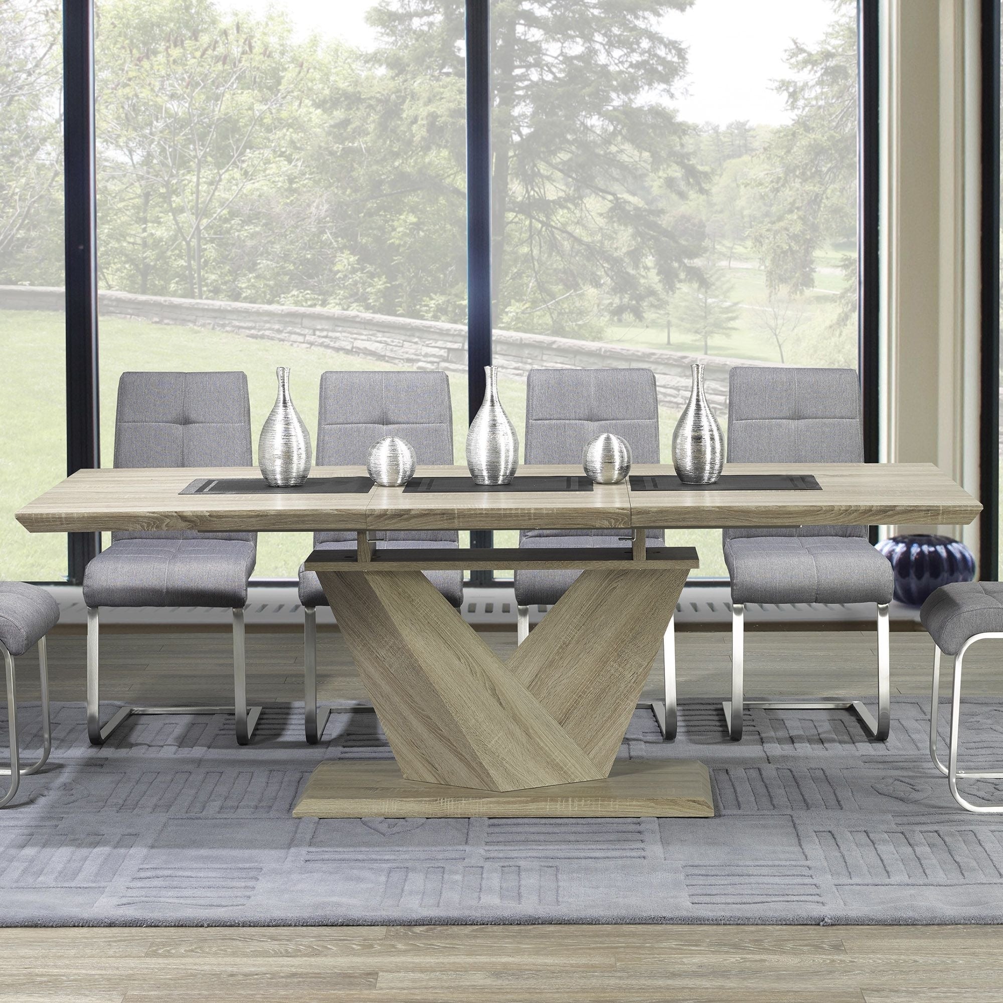 Eclipse 63"–87" Extension Dining Table Washed Oak