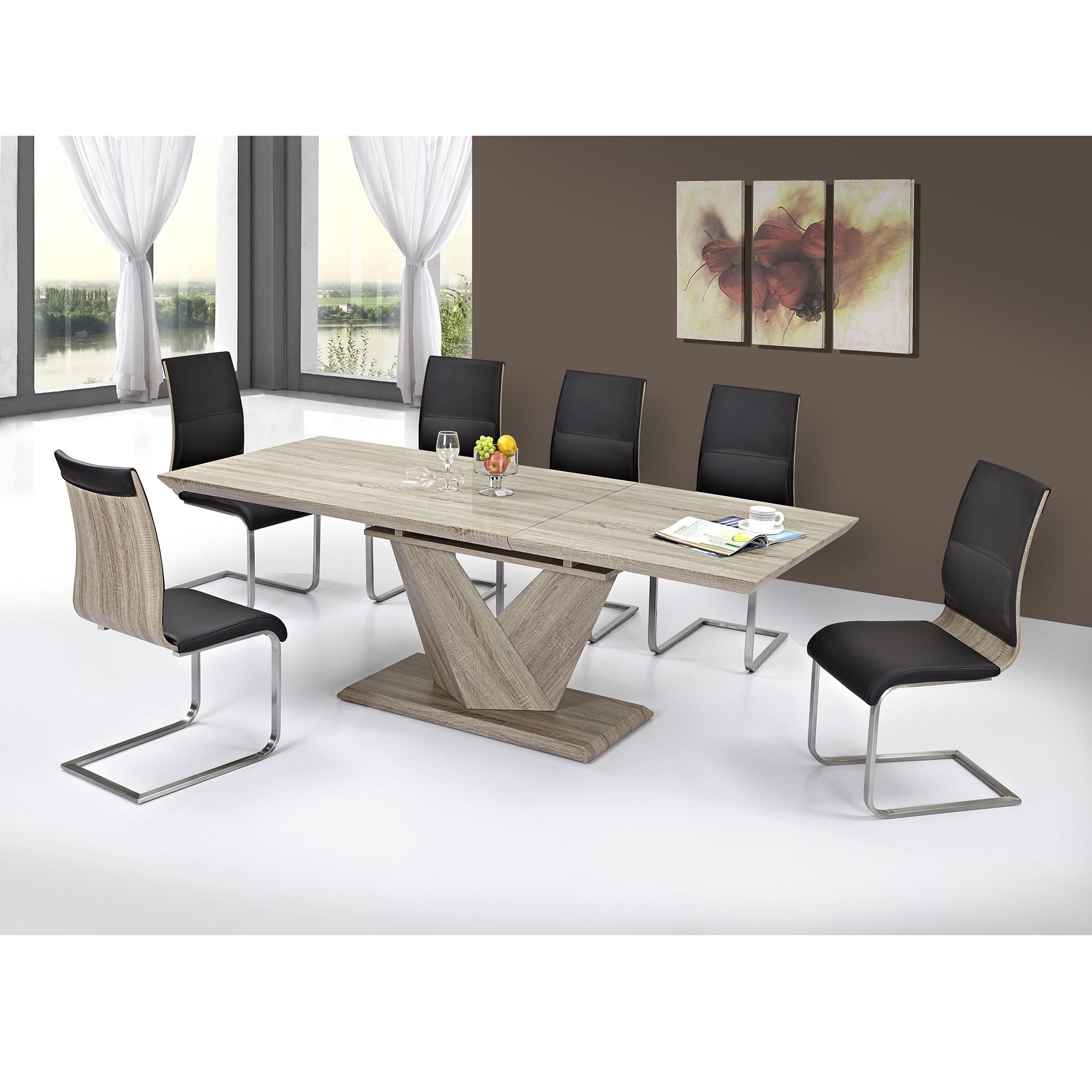 Eclipse 63"–87" Extension Dining Table Washed Oak