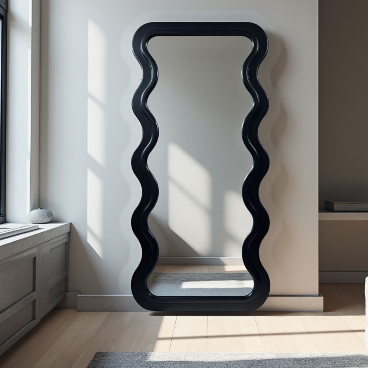 Elara Floor Mirror – Matte Black.