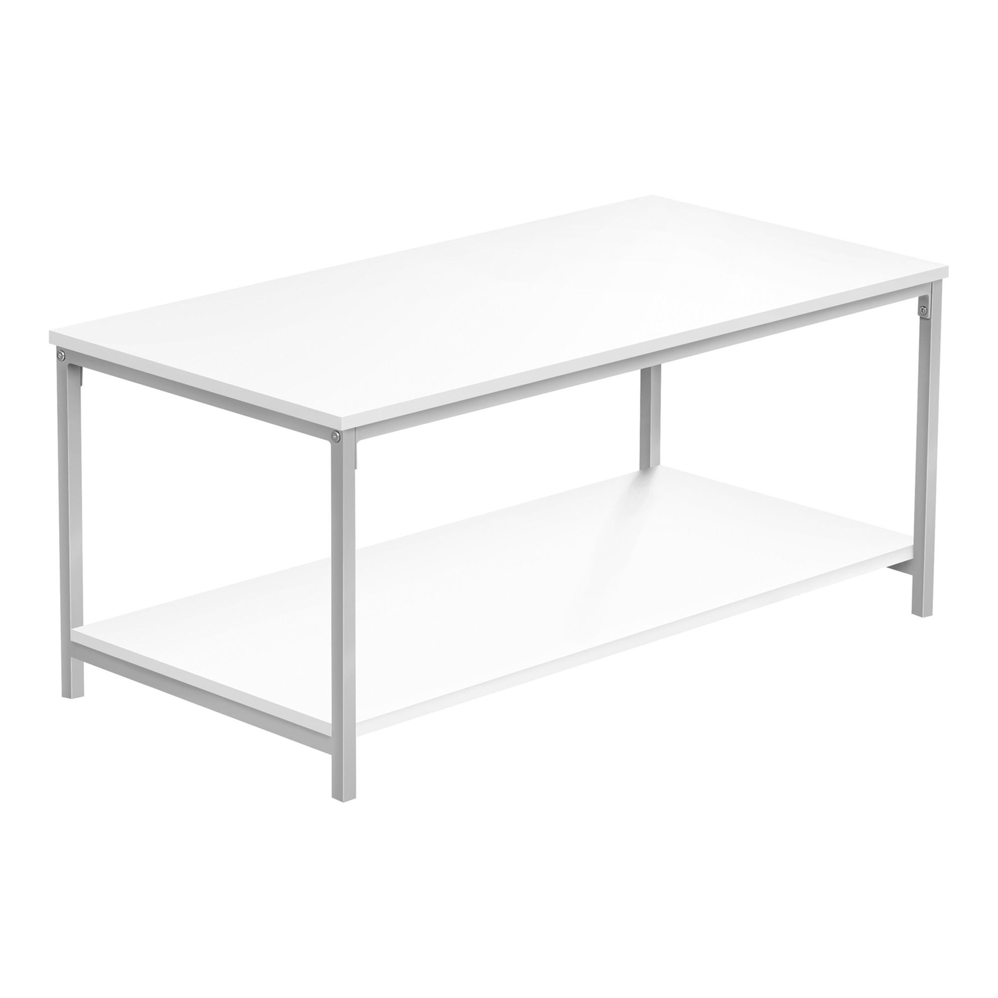 Modern Elara Coffee Table by Monarch Specialties featuring a sleek wooden top and sturdy metal legs.