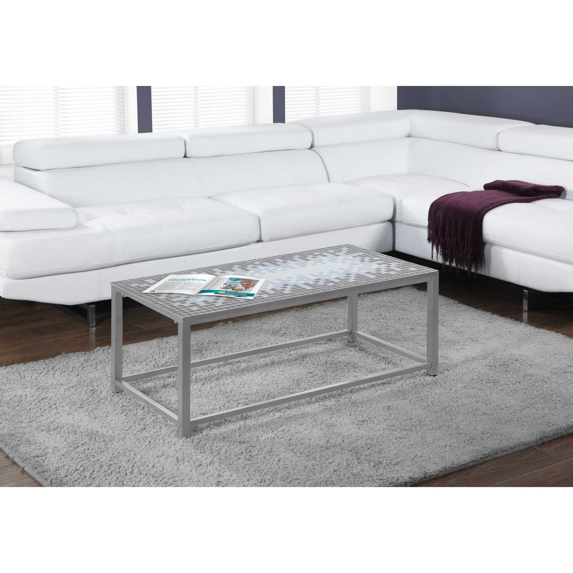 Grey Elonix coffee table by Monarch Specialties featuring a modern design with sleek legs and a spacious tabletop.