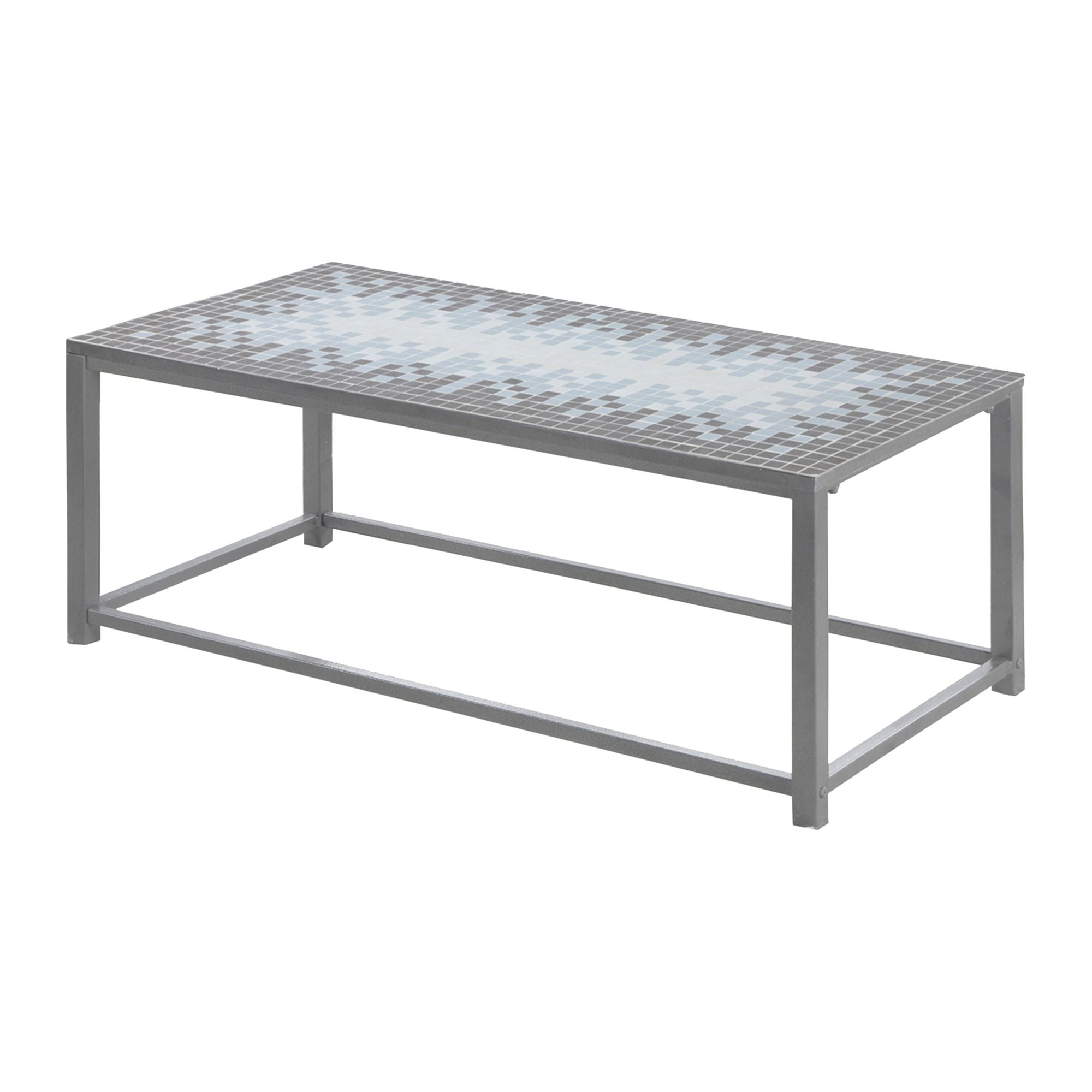 Grey Elonix coffee table by Monarch Specialties, modern design with a sleek rectangular surface and sturdy legs.