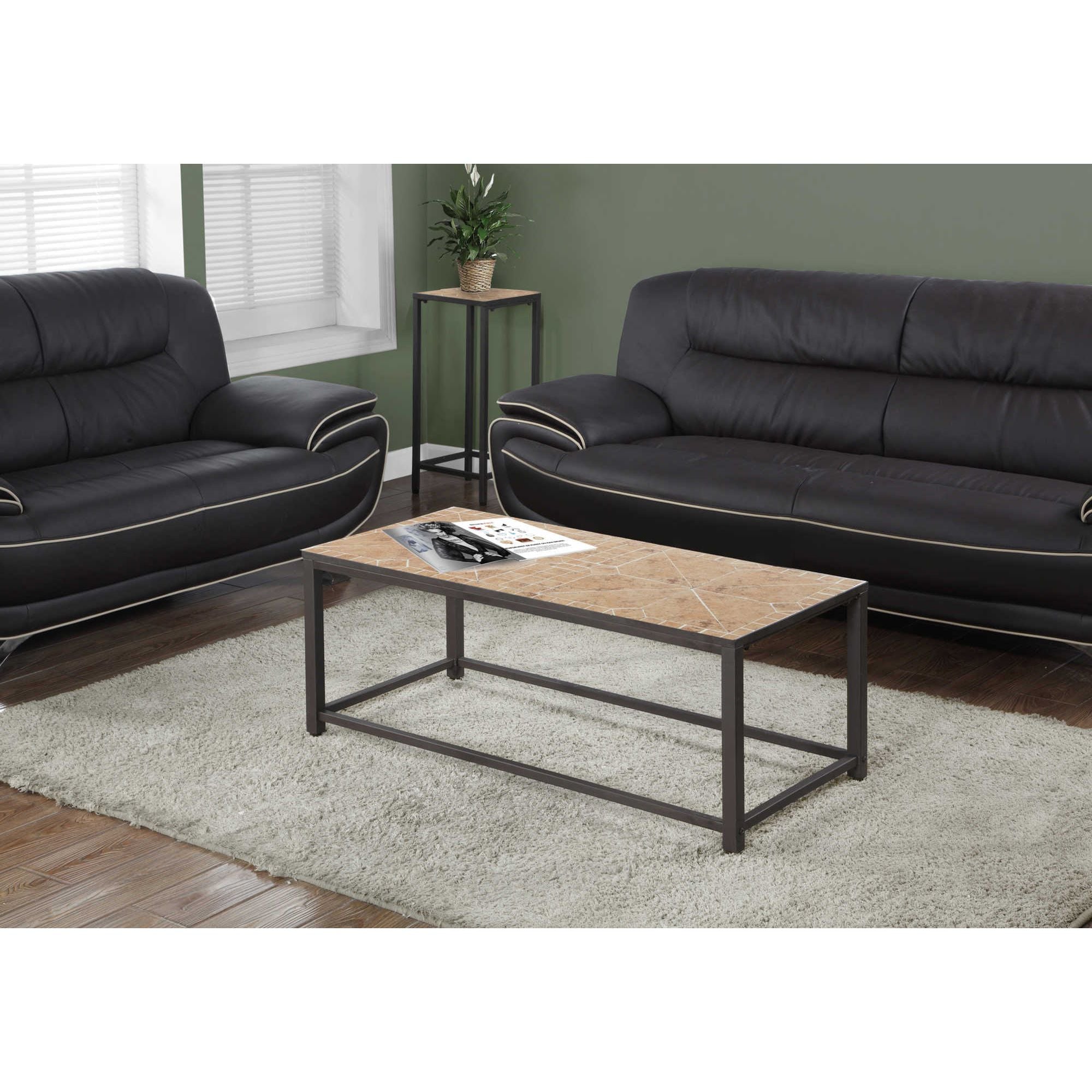 Monarch Specialties Elonix coffee table in terracotta with a modern design and wooden finish, ideal for living room decor.