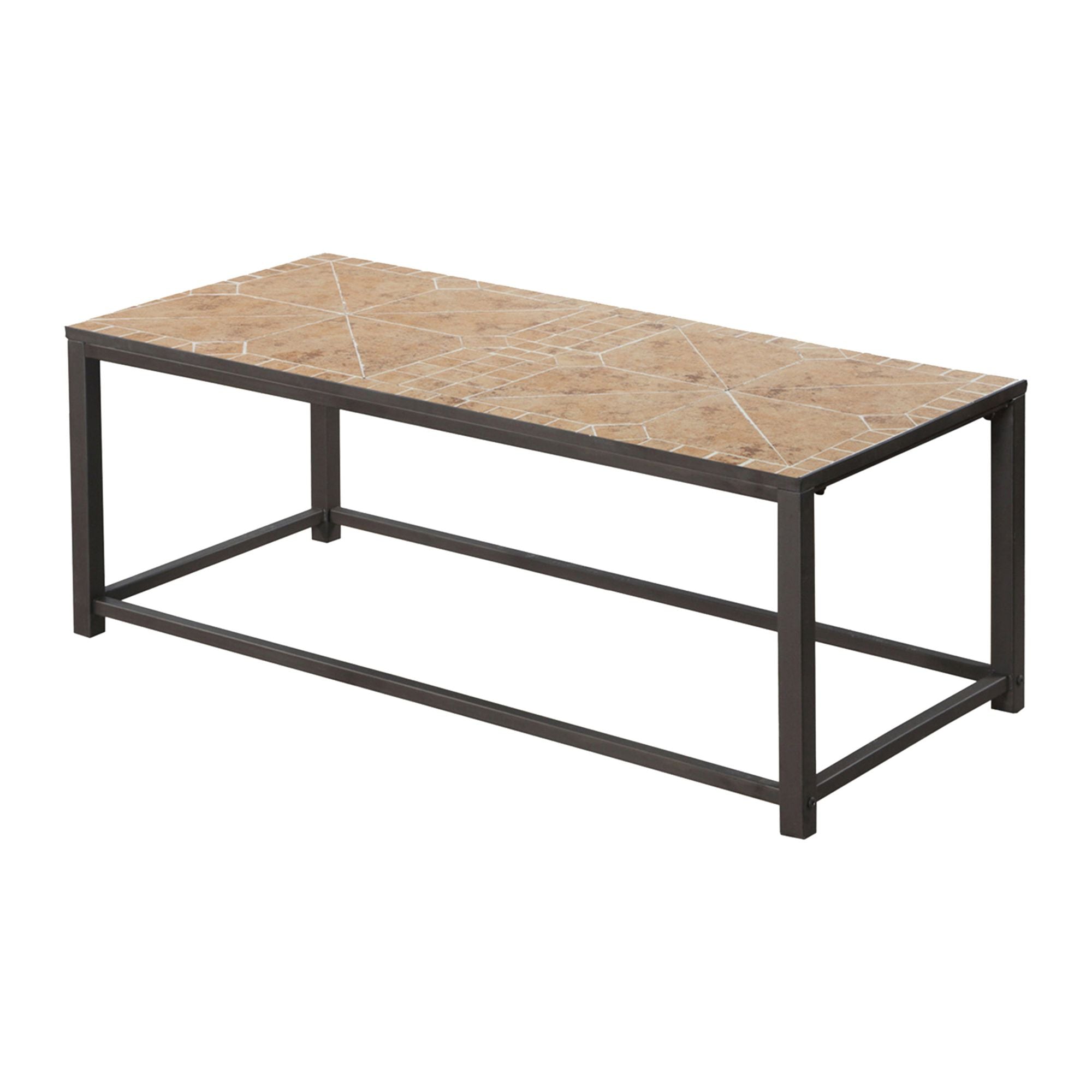 Monarch Specialties Elonix coffee table in terracotta finish with a modern rectangular design and sleek legs.