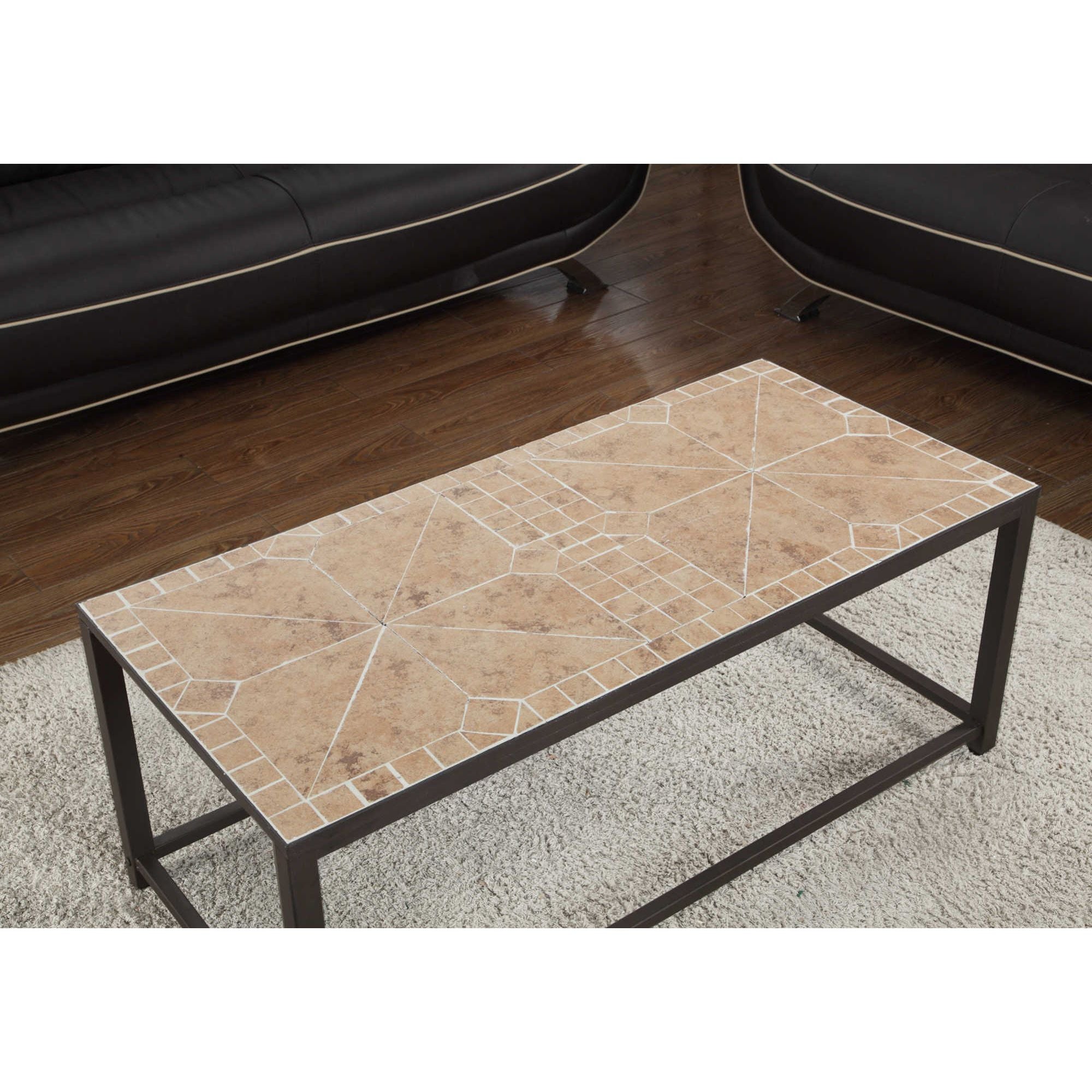 Monarch Specialties Elonix terracotta coffee table with sleek design and wooden finish, ideal for modern living rooms.
