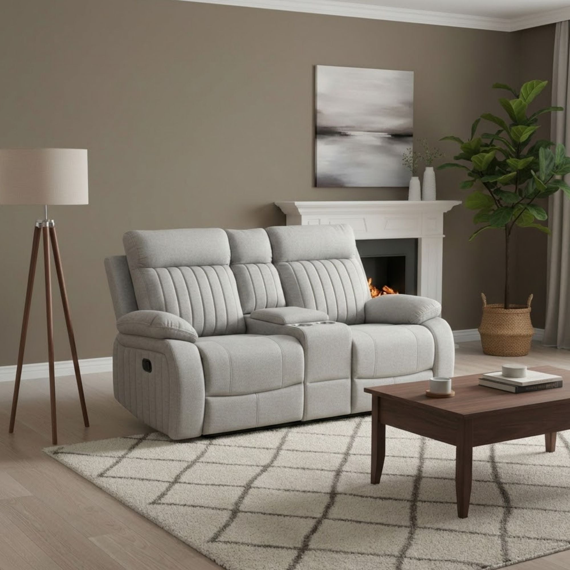 Eiyse Recliner Loveseat in Stone | CastleUp Experience Centre Online Furniture