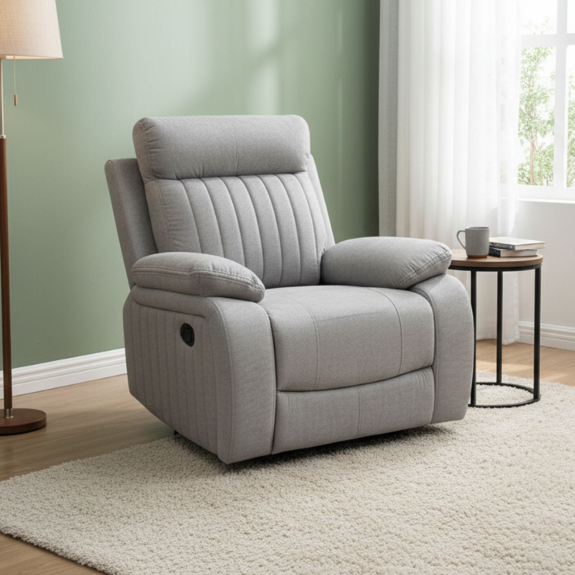 Elyse Glider Recliner Chair in Stone | CastleUp Experience Centre Online Furniture