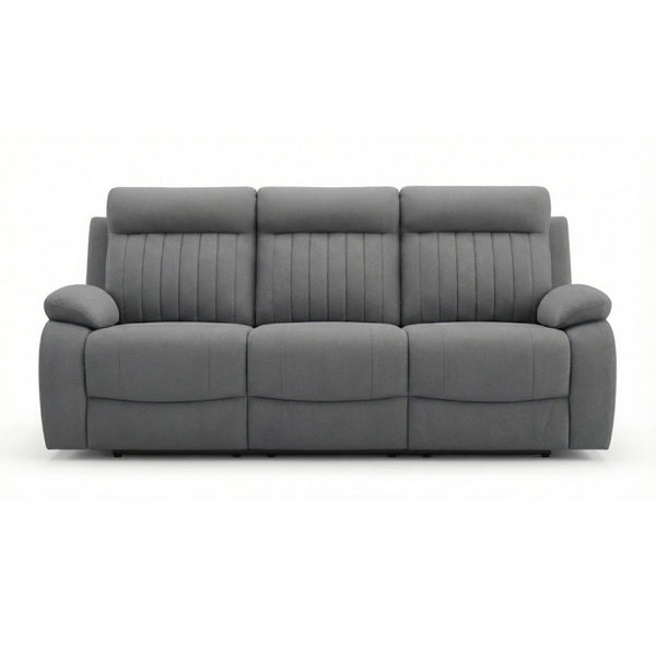 Grey Elyse Recliner Sofa by Brassex, showing a comfortable reclining sofa with plush cushions and modern design.