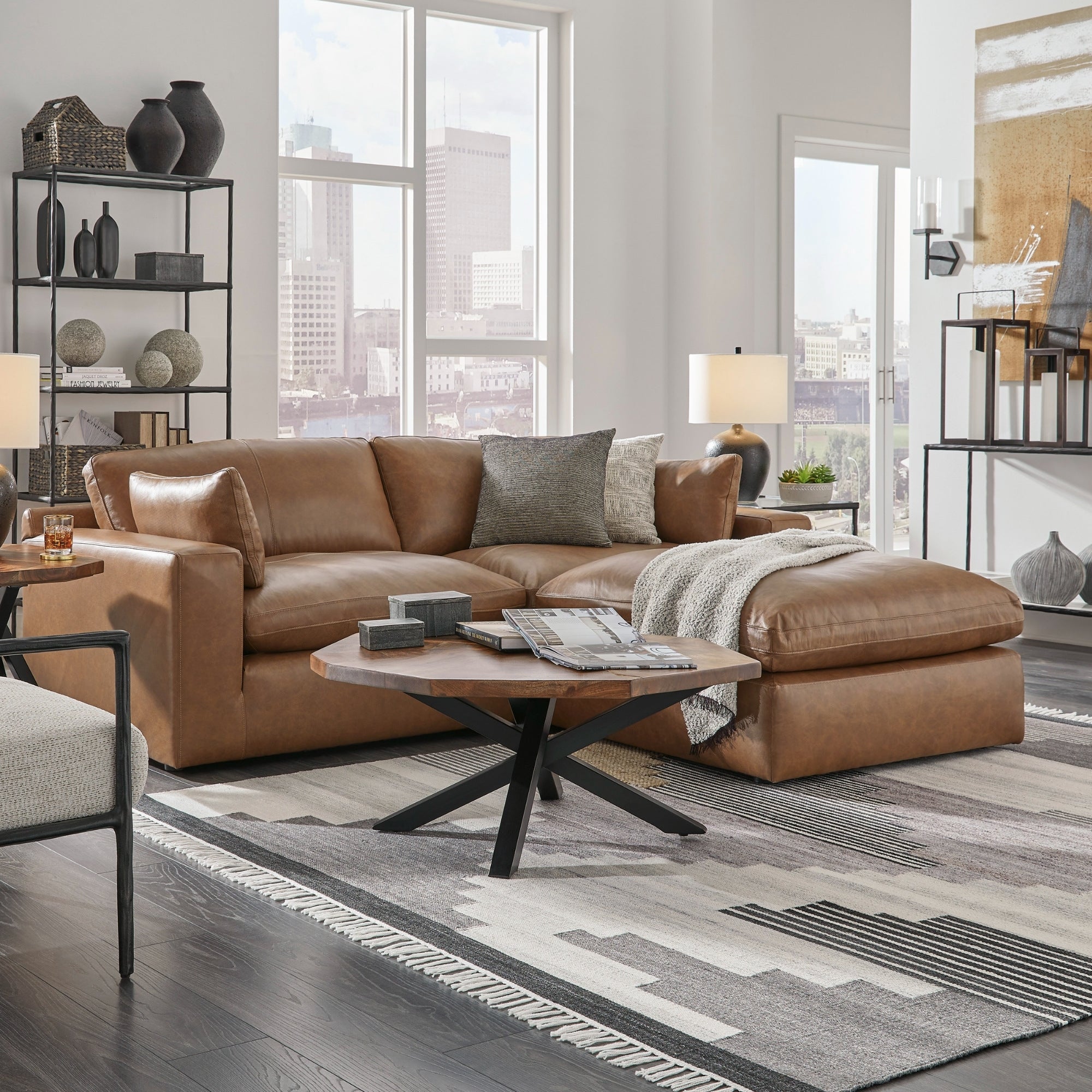 Emilia 3-Piece Leather Modular Sectional