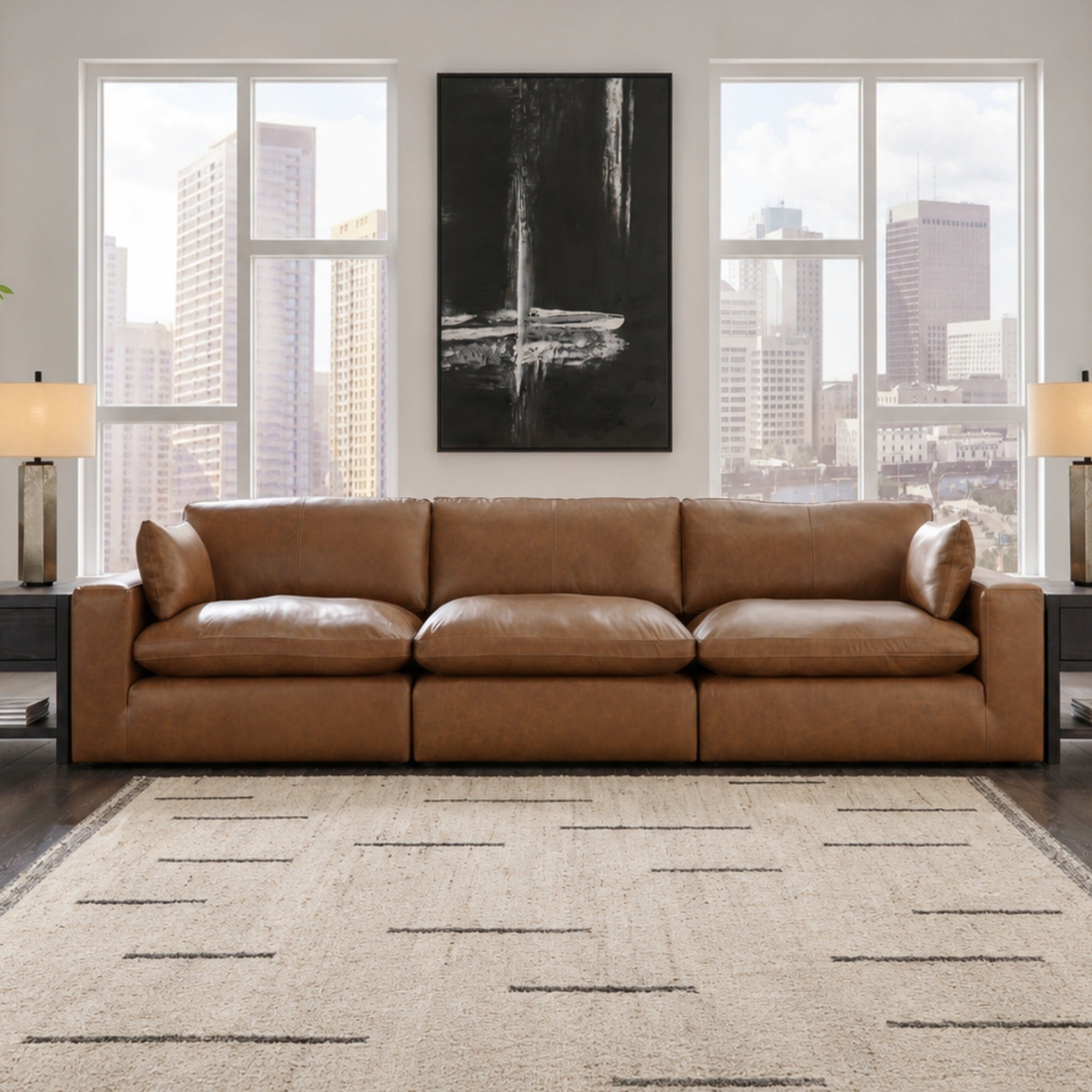 Emilia 3-Piece Leather Modular Sofa