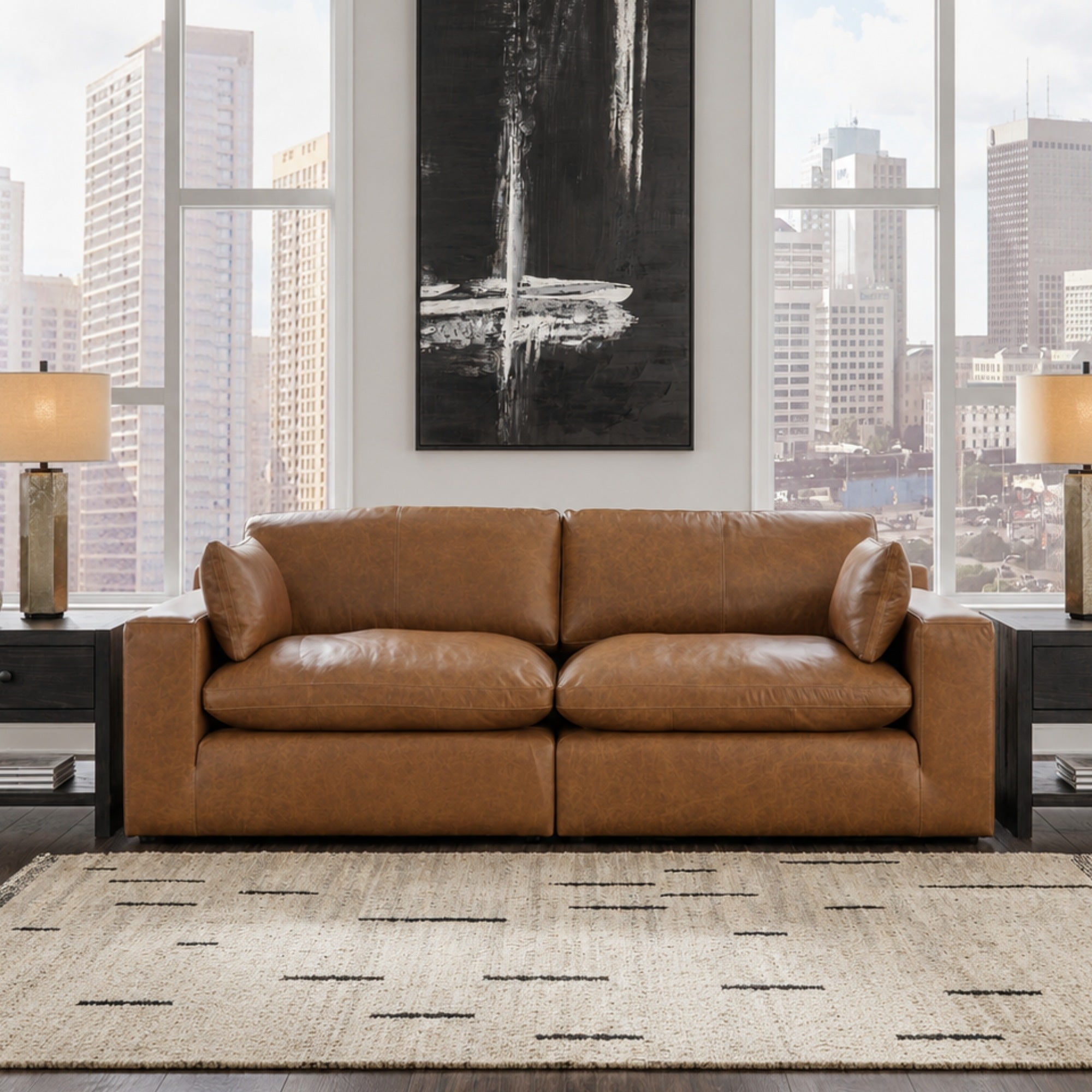 Emilia 2-Piece Leather Modular Sofa