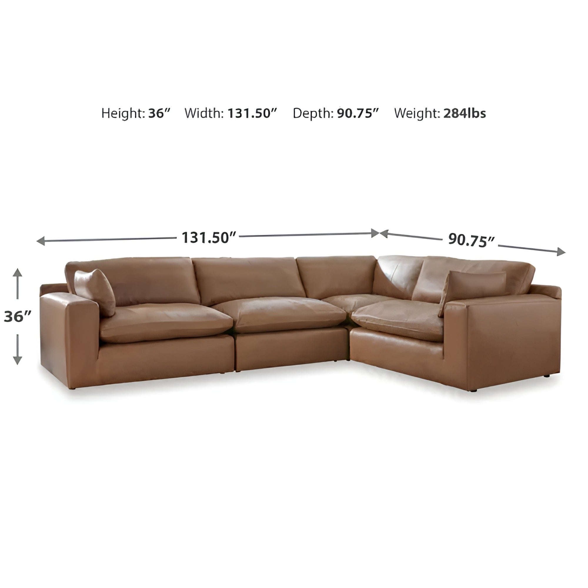 Emilia 4-Piece Leather Modular Sectional