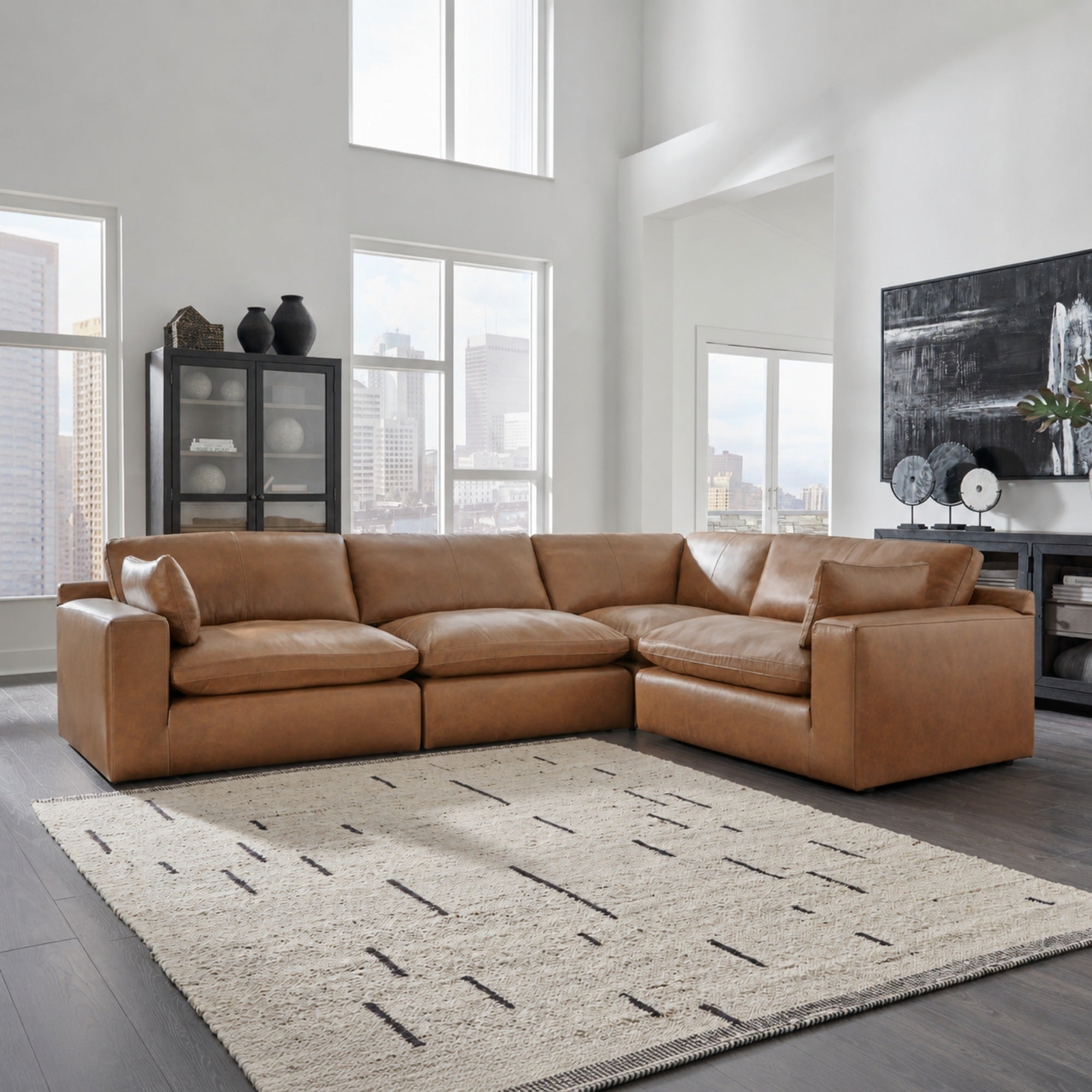 Emilia 4-Piece Leather Modular Sectional