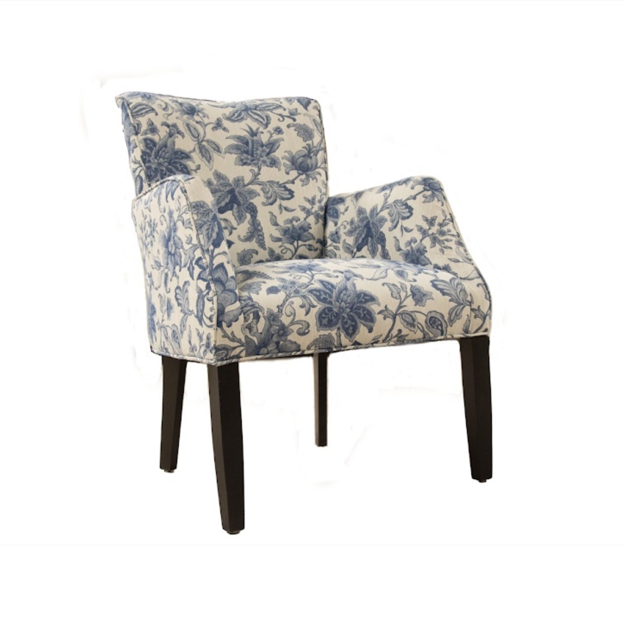 ComfortStyle Canadian-made Emma accent chair with plush upholstery and wooden legs, stylishly designed for modern living spaces.