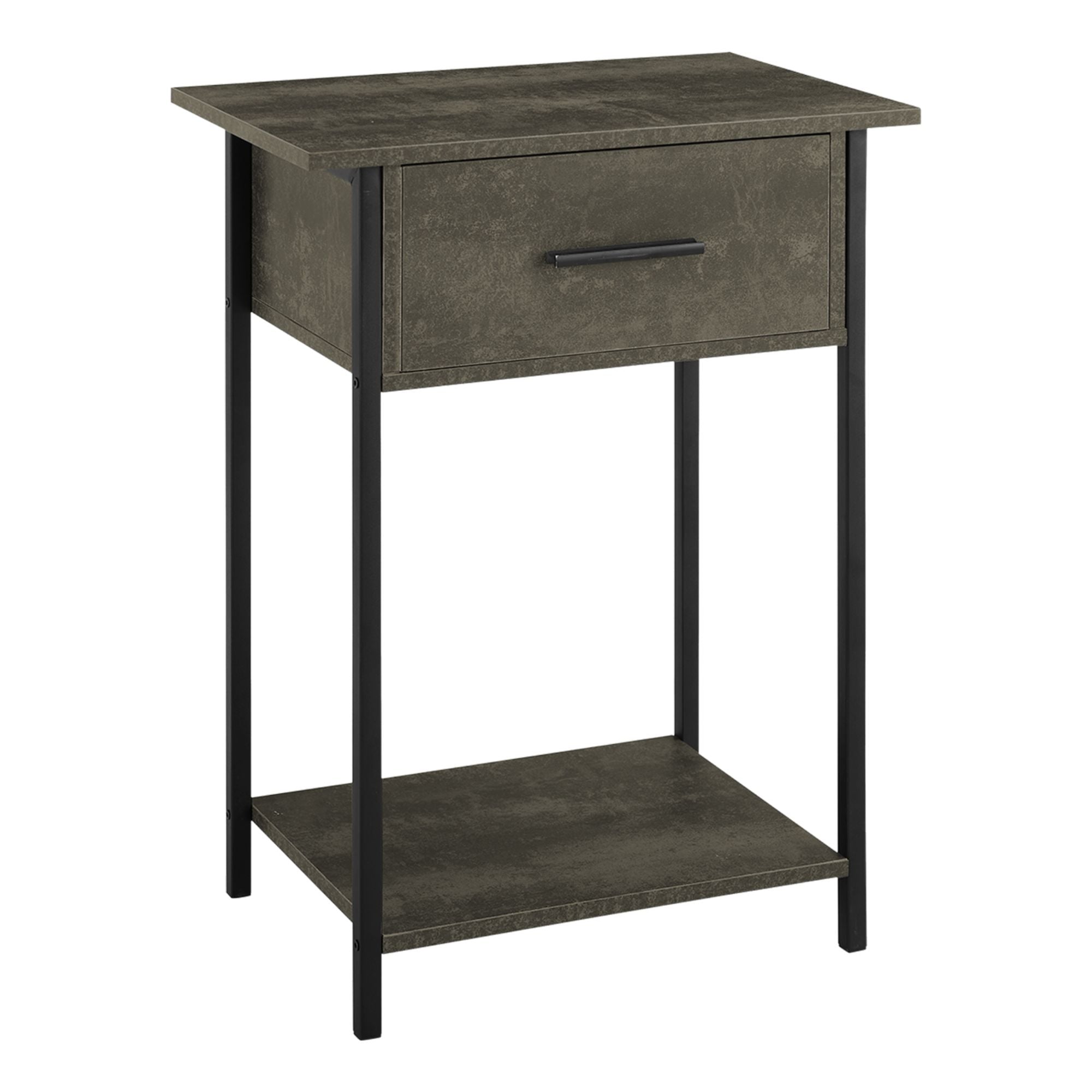Dark bronze Monarch Specialties Marq Accent End Table with sleek modern design and sturdy metal frame.