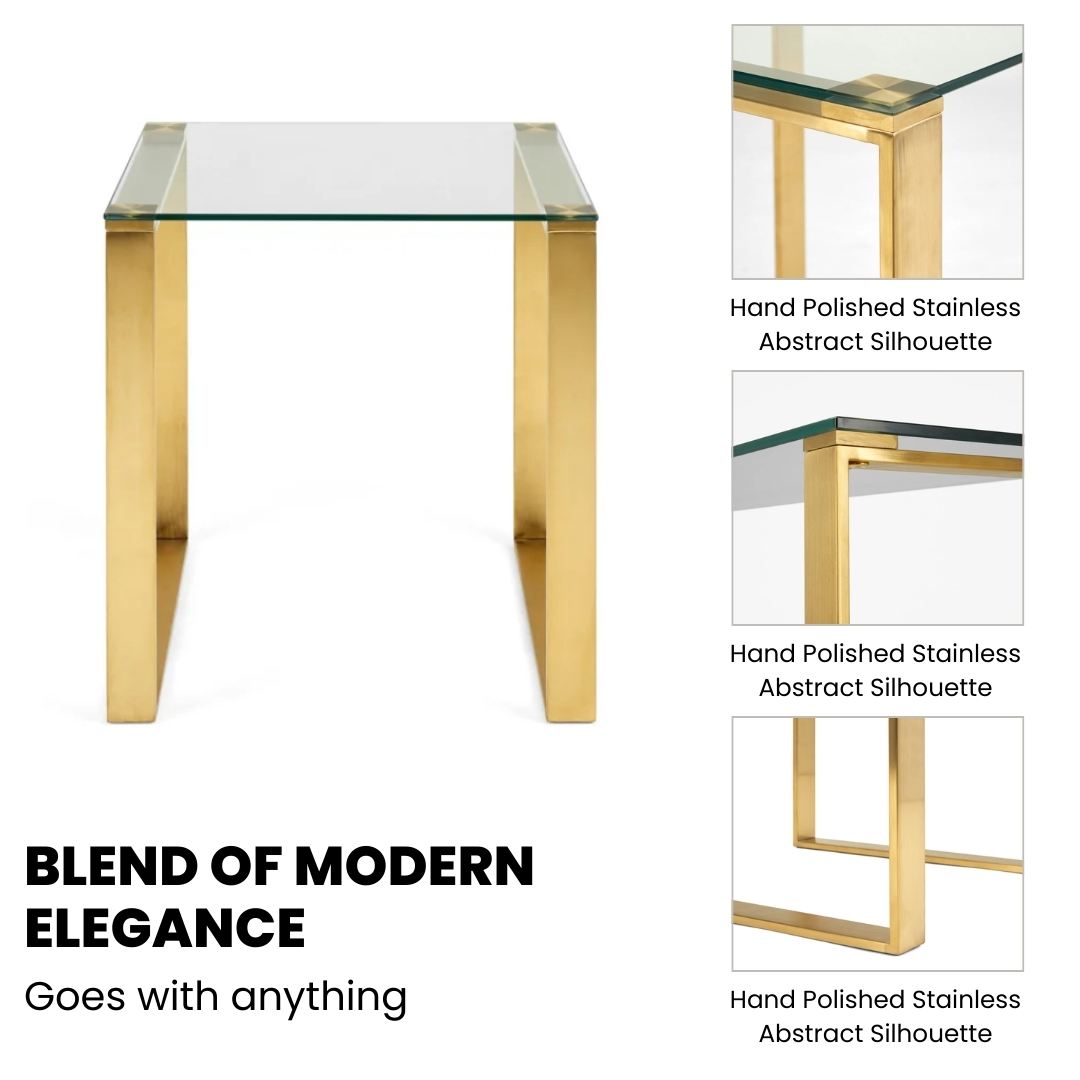 Hudson Brushed Gold End Table.