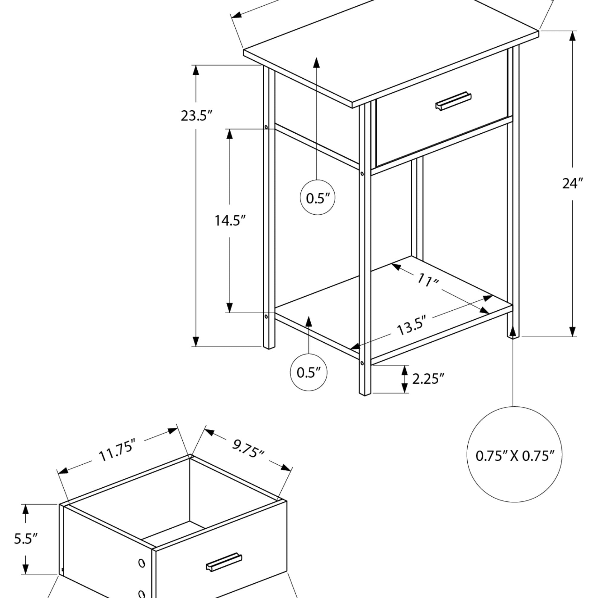 Dark bronze Monarch Specialties Marq Accent End Table with a sleek, modern design and sturdy metal construction.