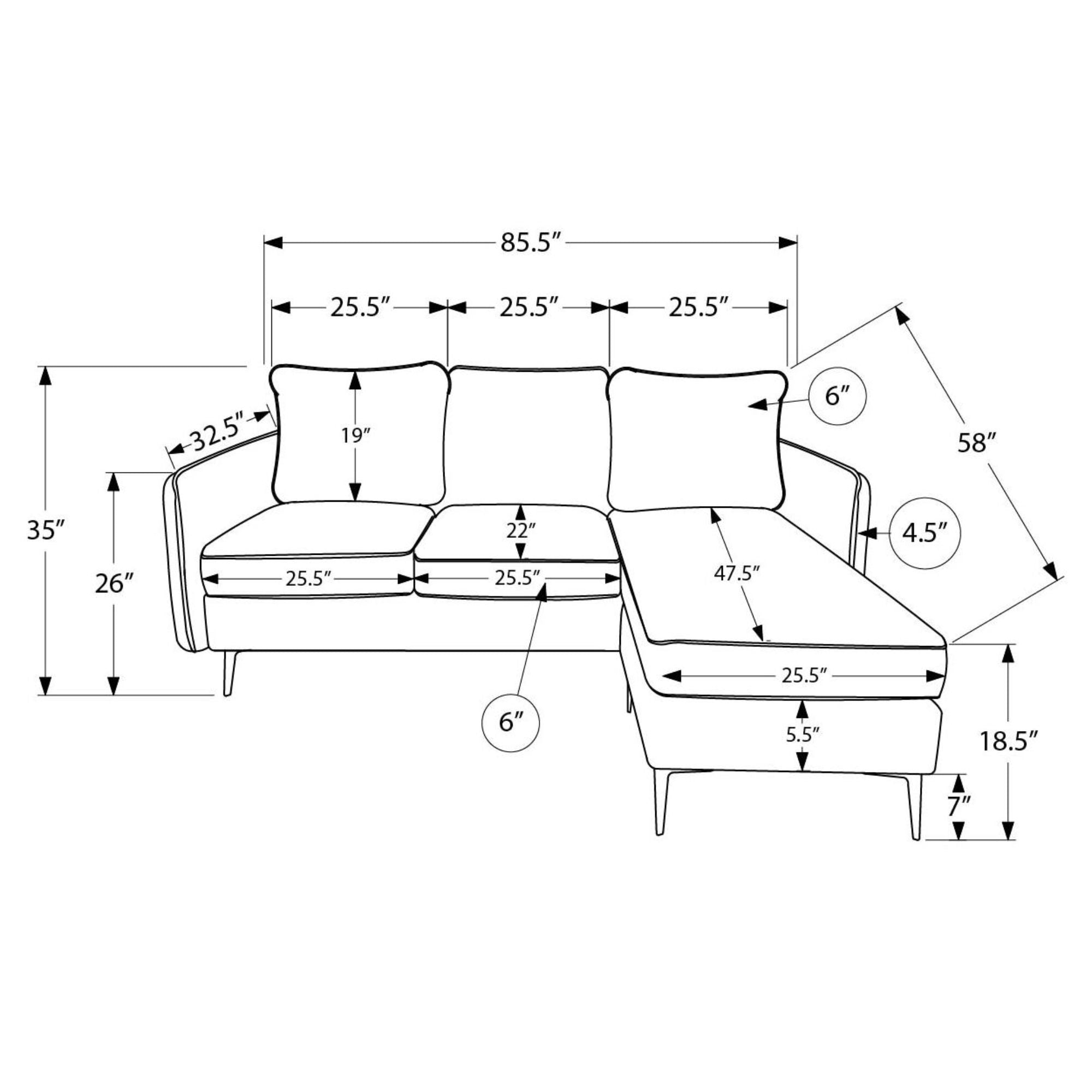 Everett 85 inch Reversible Sofa Sectional Black | CastleUp Experience Centre Online Furniture