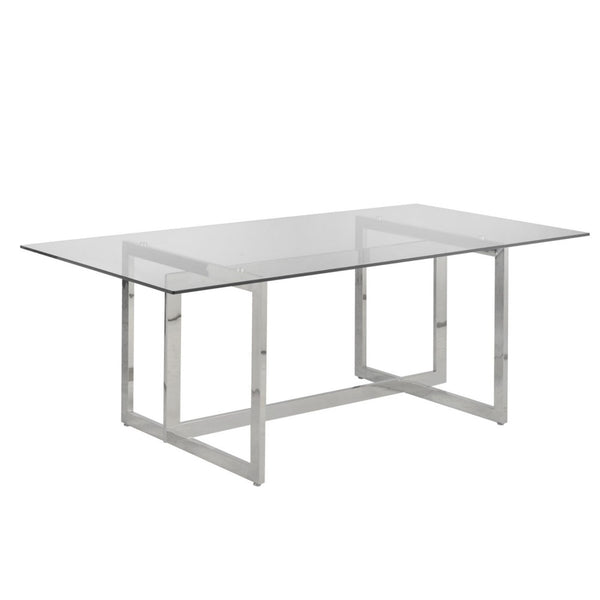 Silver Aurelius rectangle dining table by Brassex with sleek metal legs and a spacious top, ideal for modern dining rooms.