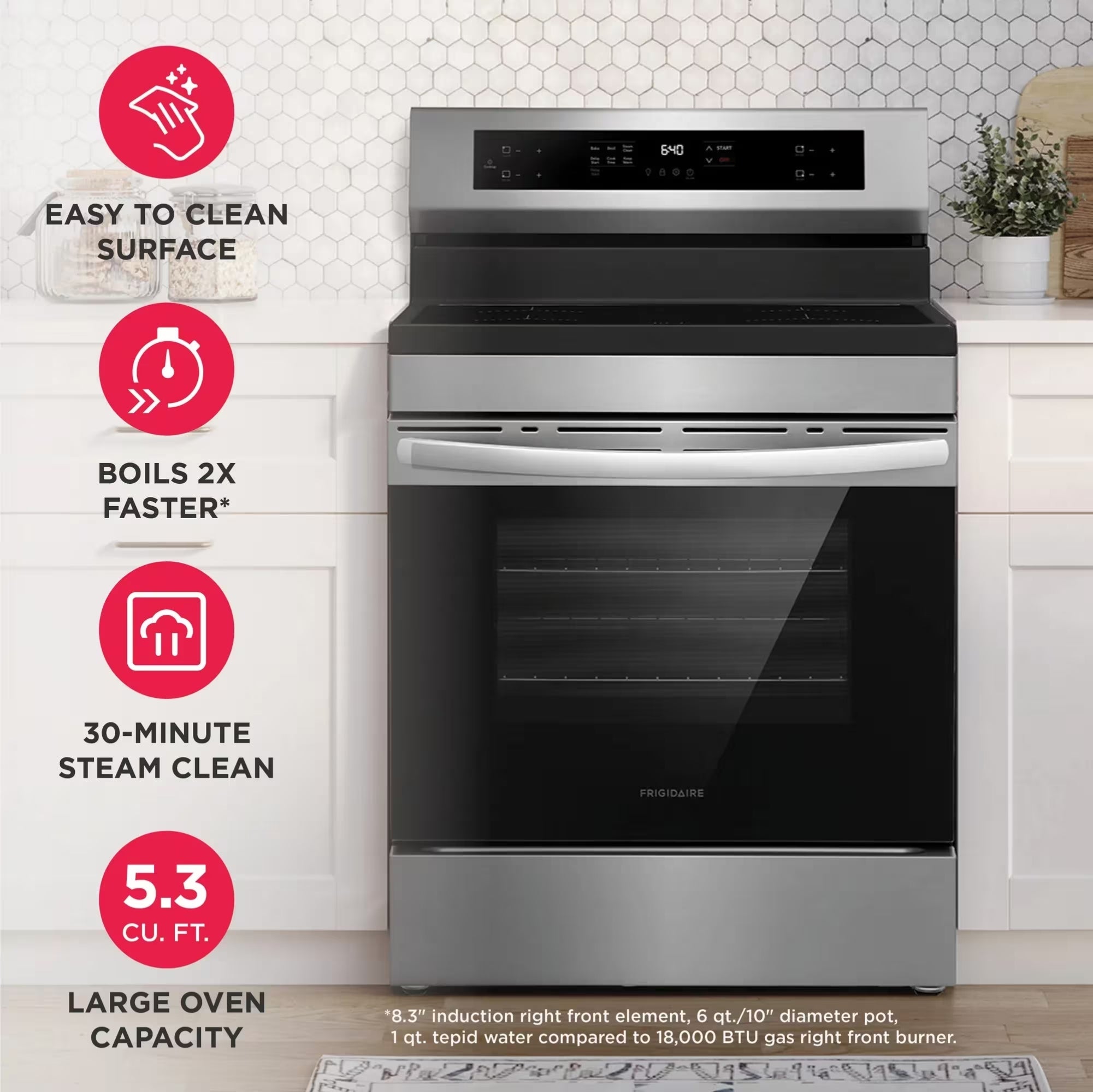 Frigidaire FCRI306CAS 30-Inch Rear-Control Induction Range Stainless Steel