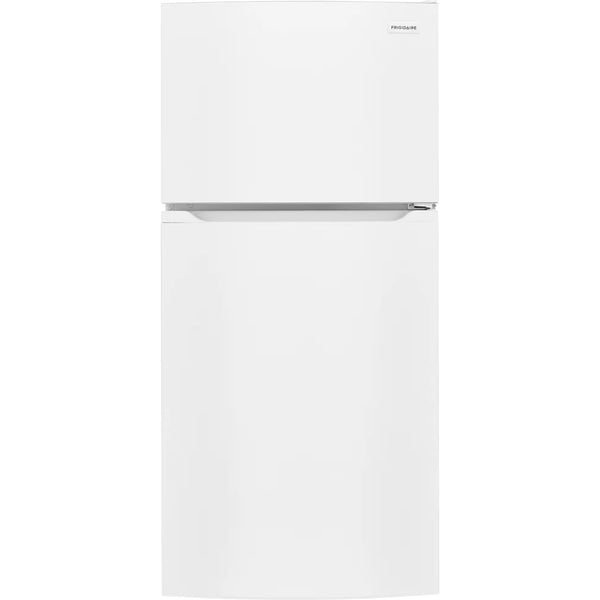 White Frigidaire FFHT1425VW 28-inch top freezer refrigerator with 14 cu ft interior and adjustable shelves.