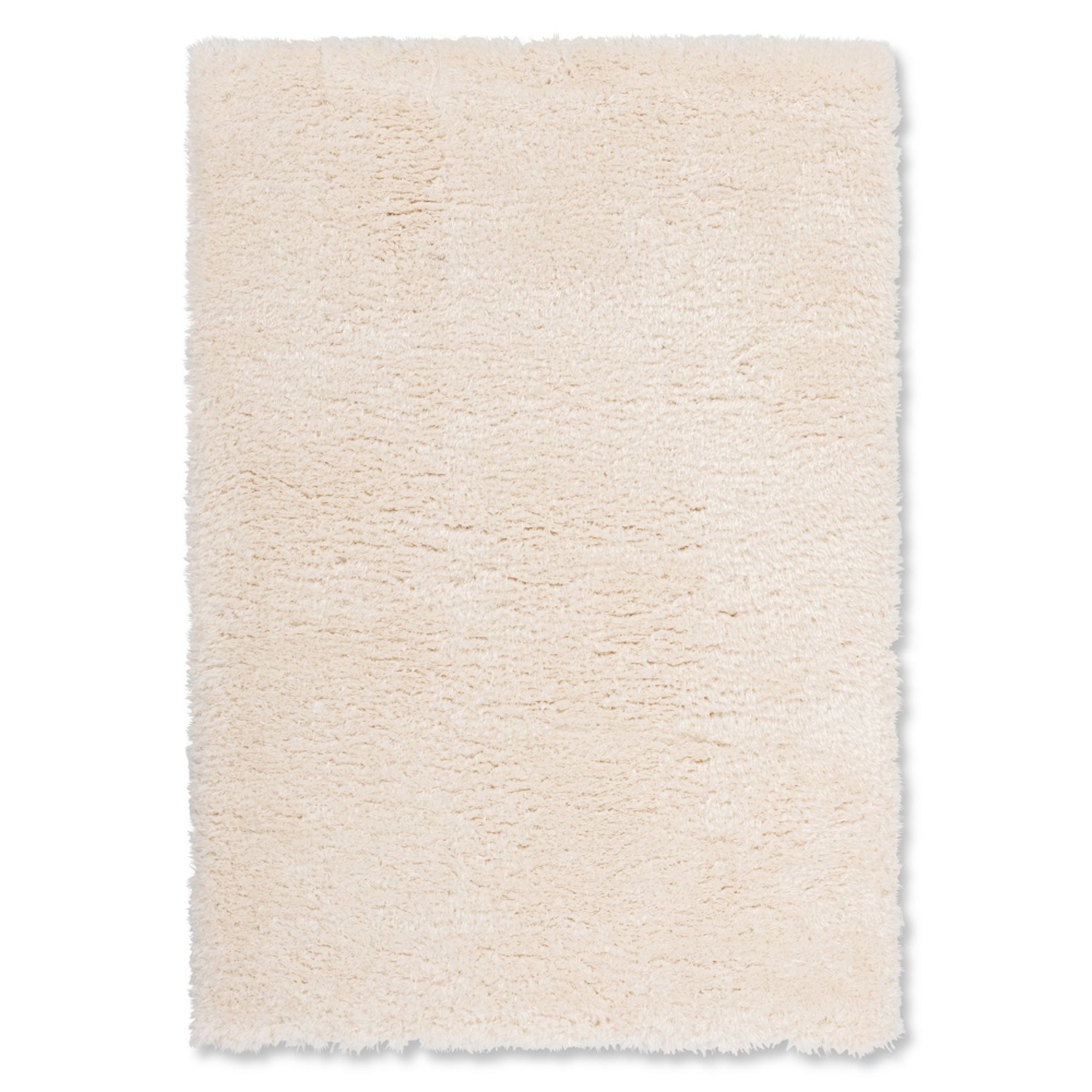 Viana Inc Flokati polyester shag area rug in ivory with a plush, textured powerloom design.