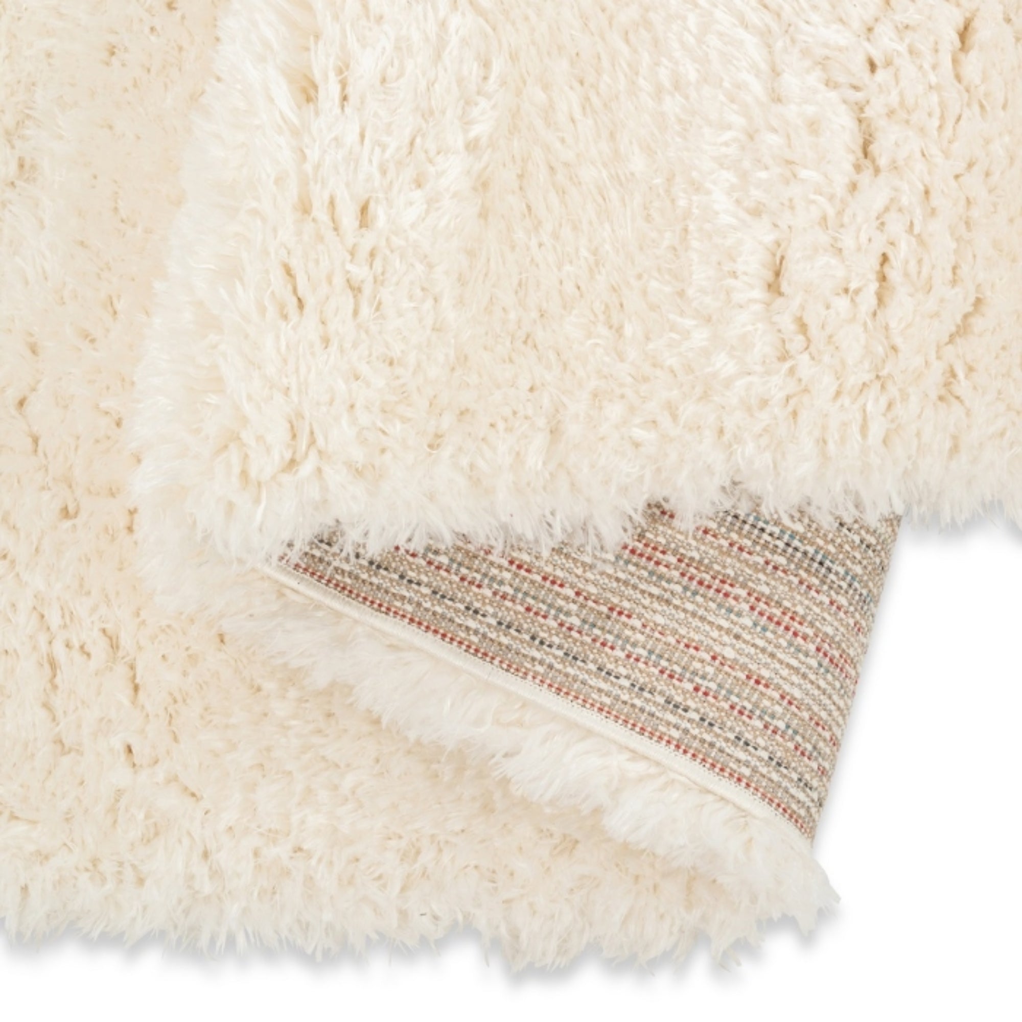 Ivory Flokati polyester powerloom shag rug by Viana Inc, showcasing soft, plush area rug with textured shag design.