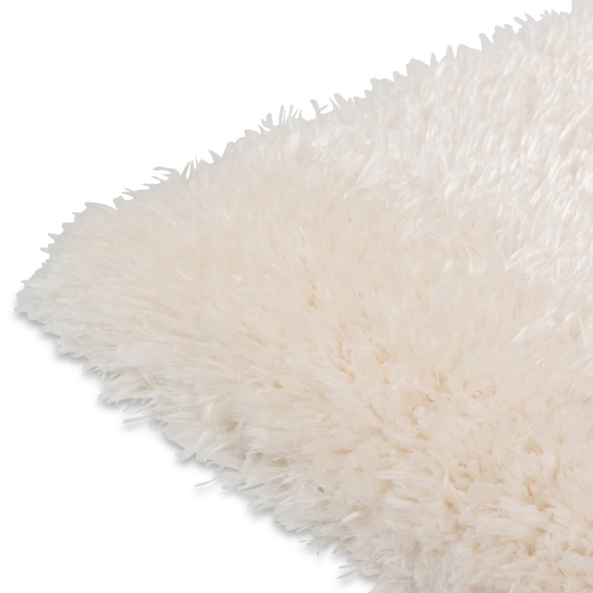 Cream Flokati polyester shag rug from Viana Inc, soft and plush area rug with a textured powerloom design.