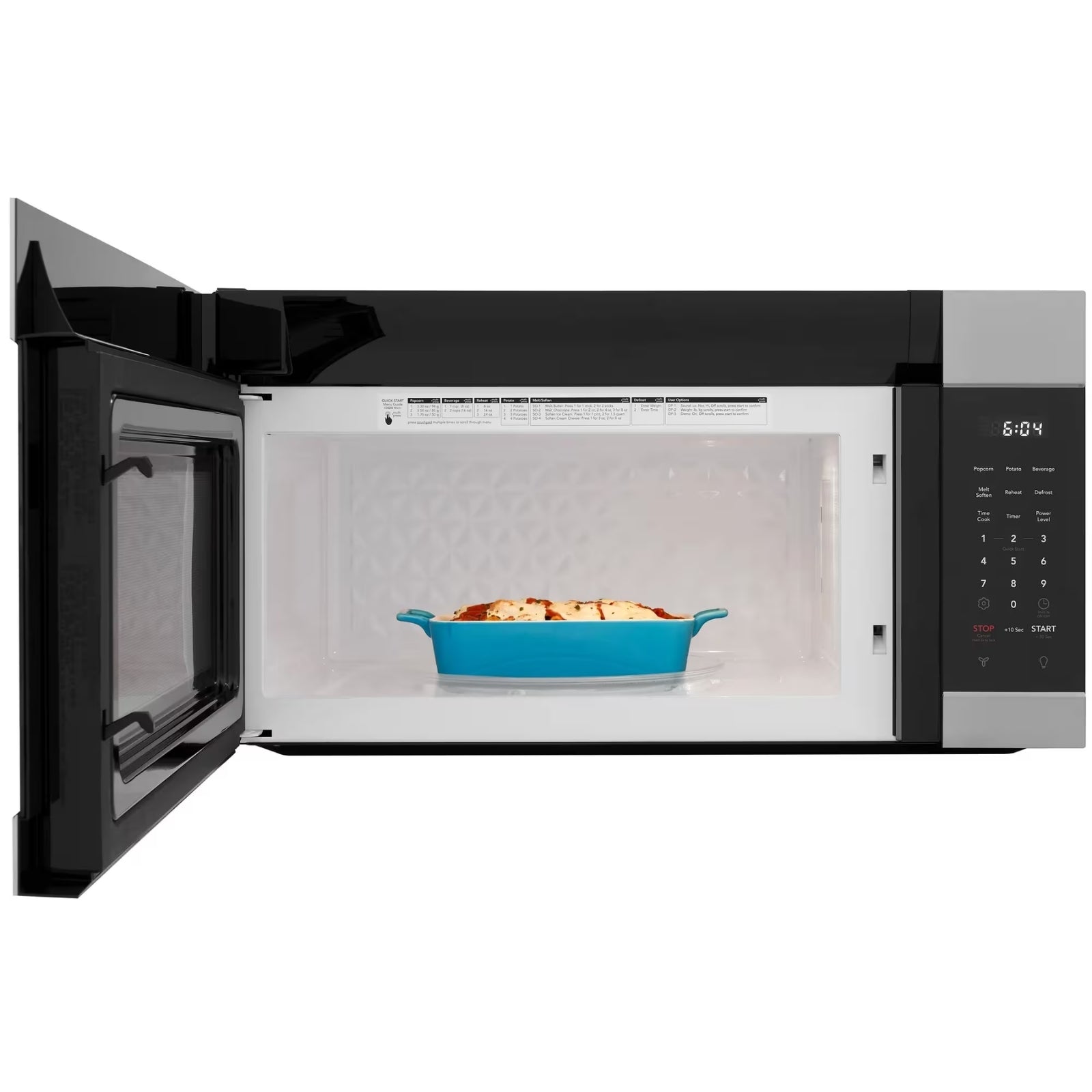 Stainless steel Frigidaire FMOS174CBS 1.7 cu. ft. over-the-range microwave with digital display and control panel.