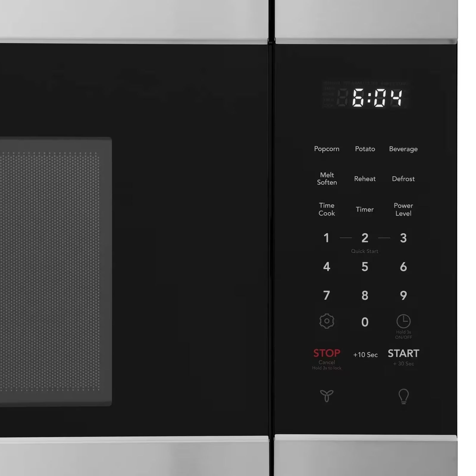 Frigidaire FMOS174CBS stainless steel over-the-range microwave with digital display and control panel, installed above a kitchen stove.