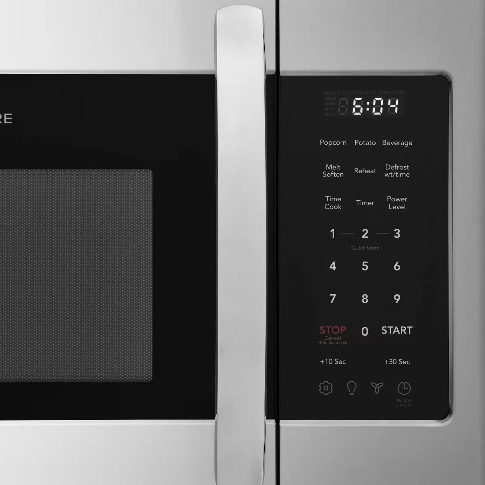 Frigidaire FMOS1846BS 1.8 cu ft stainless steel over-the-range microwave with digital display and control panel.