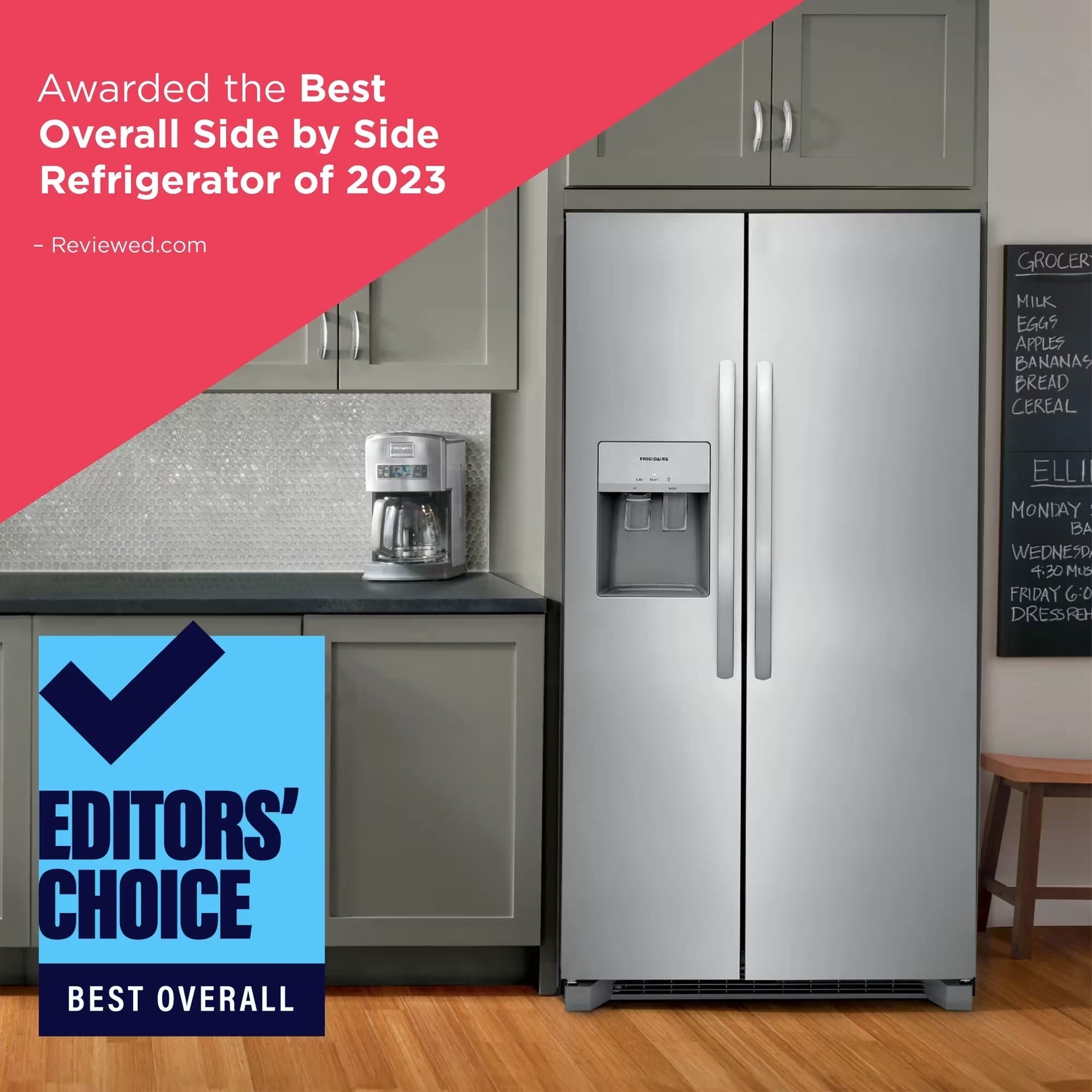 Frigidaire FRSS2623AS 36" 26 Cu. Ft.  Standard Depth Side-by-Side Refrigerator Stainless Steel