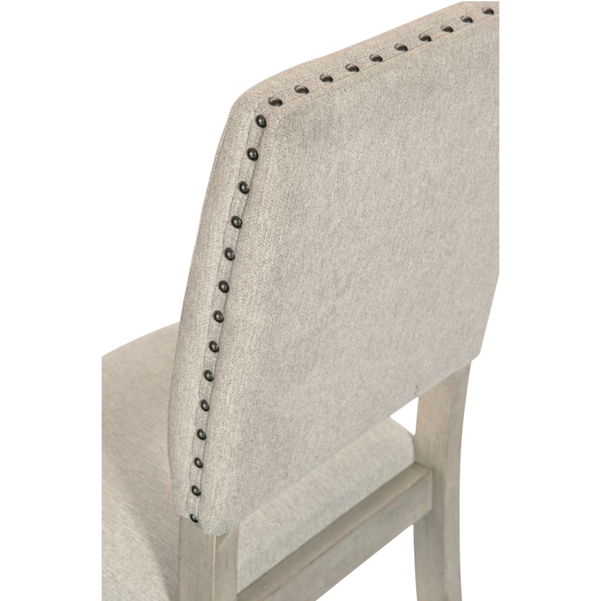MAZ Fallon Collection dining chair in light grey with sleek modern design and cushioned seat, suitable for contemporary dining rooms.