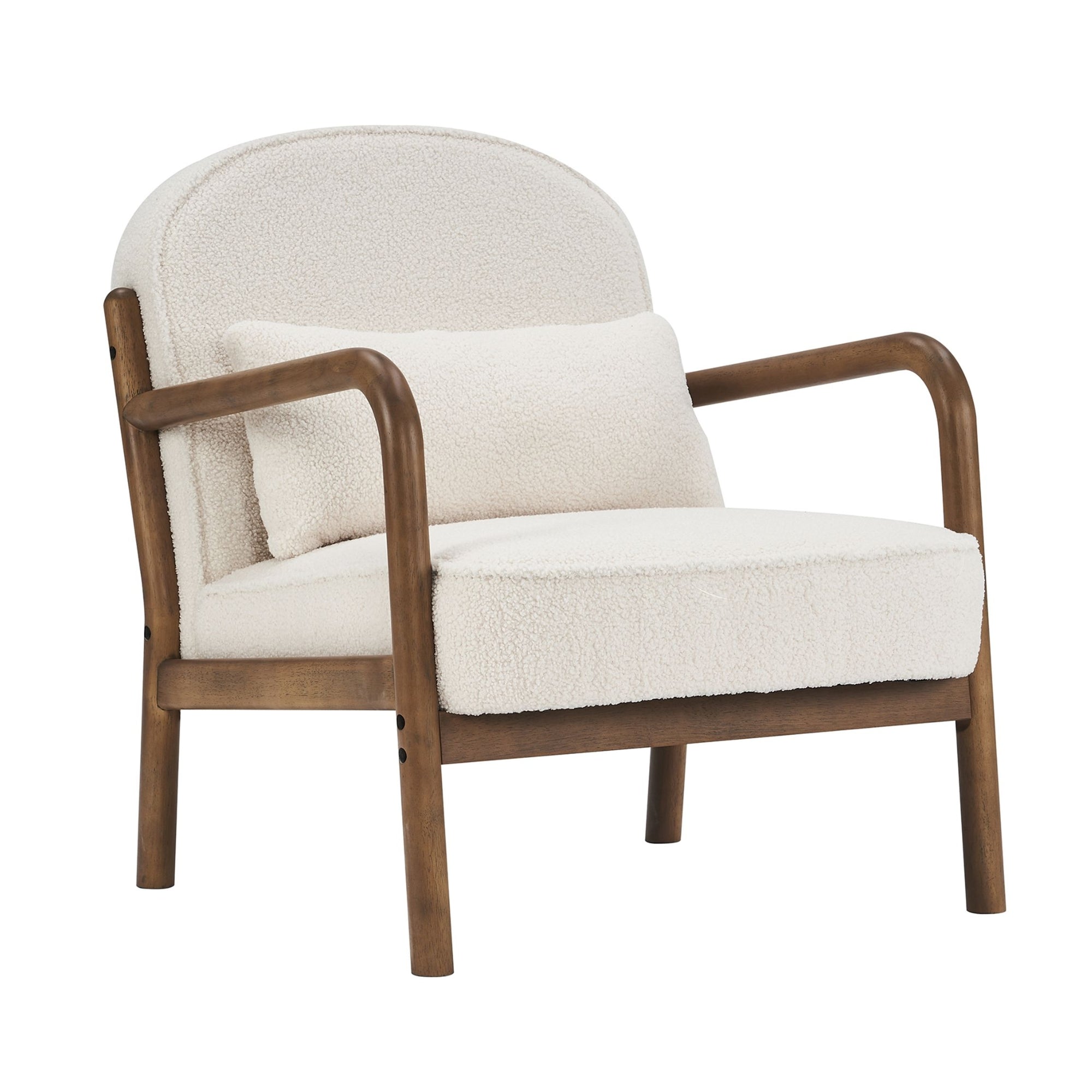 Fani Accent Chair, Fabric in White Boucle and Walnut