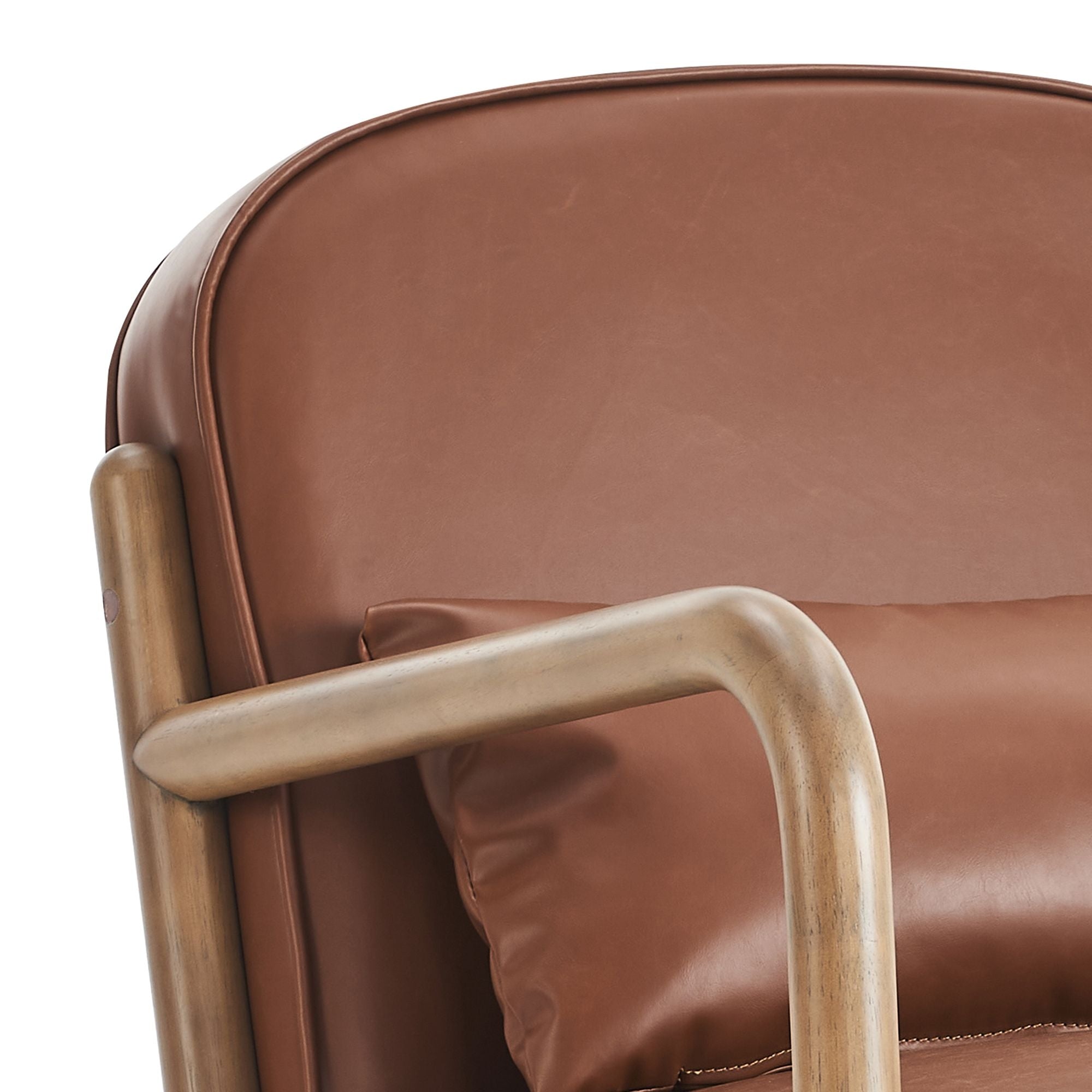 Fani Accent Chair, Faux Leather in Saddle PU and Walnut