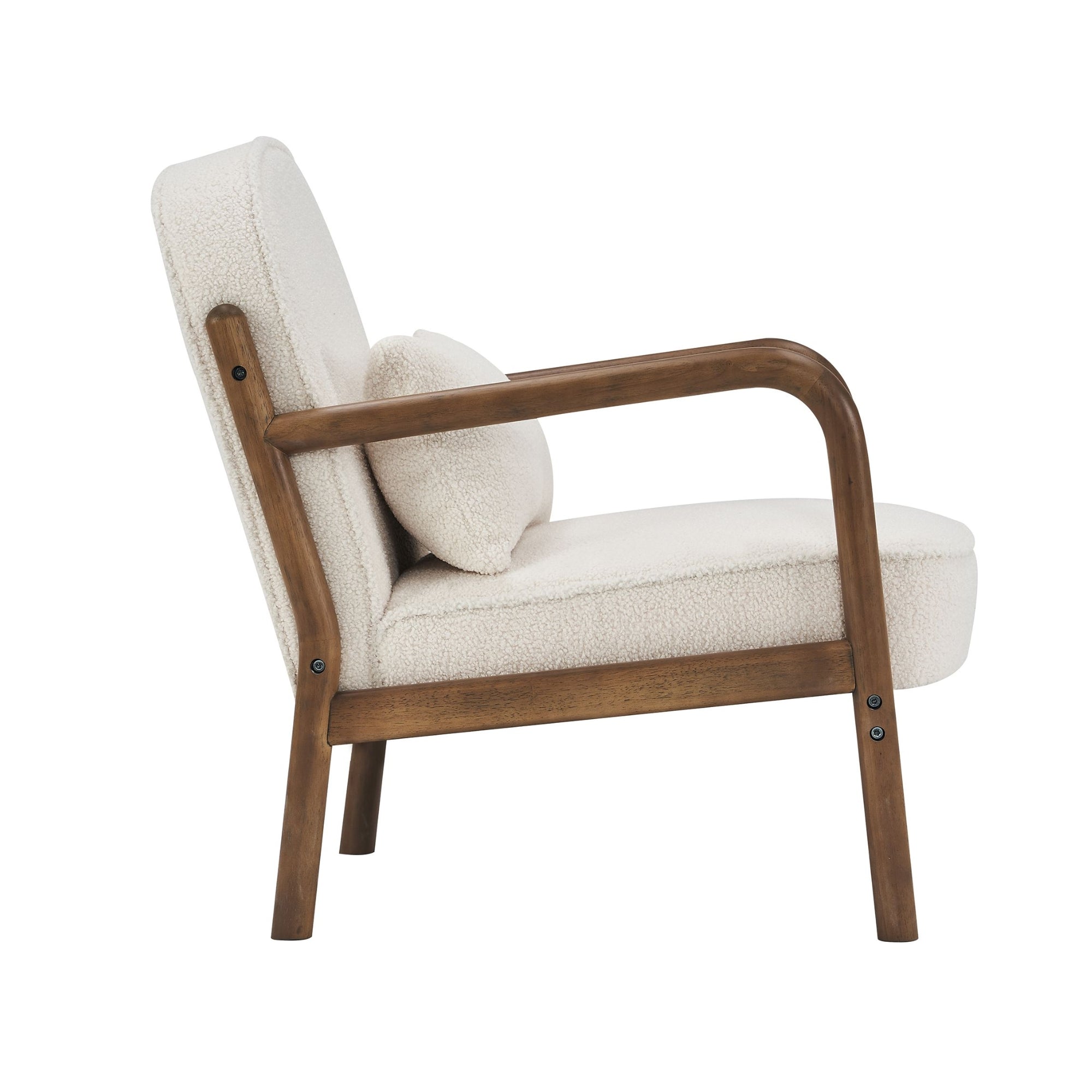 Fani Accent Chair, Fabric in White Boucle and Walnut