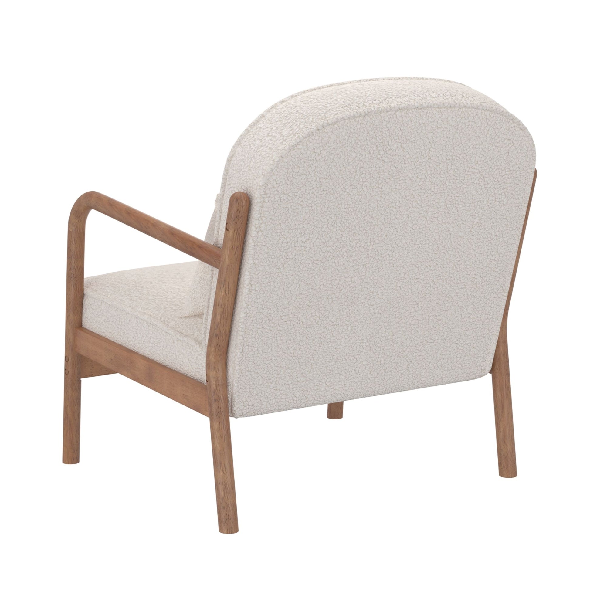 Fani Accent Chair, Fabric in White Boucle and Walnut