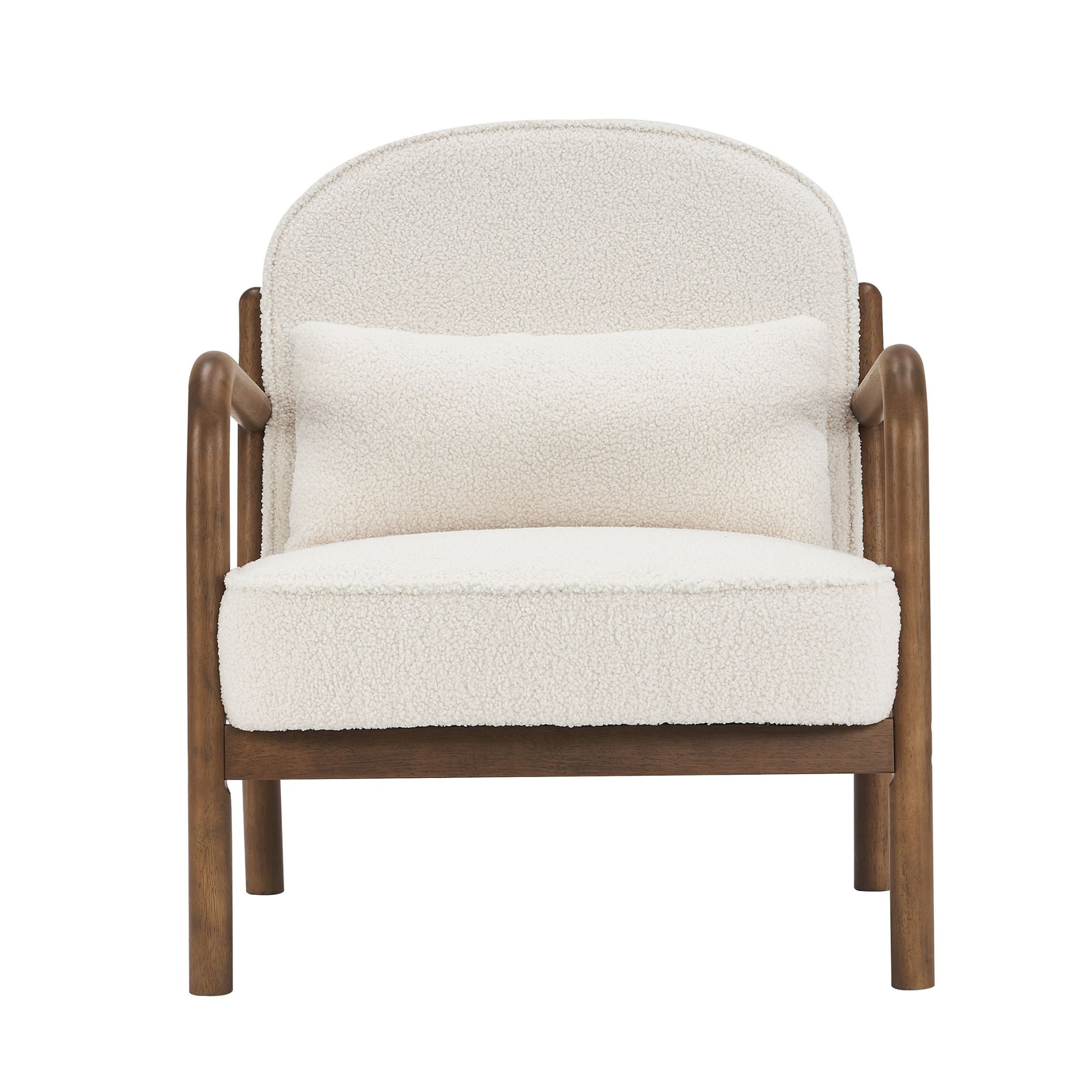 Fani Accent Chair, Fabric in White Boucle and Walnut