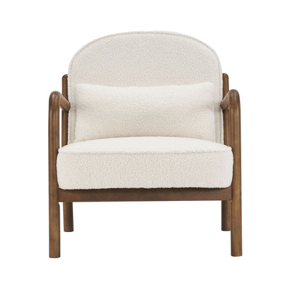 Fani Accent Chair, Fabric in White Boucle and Walnut
